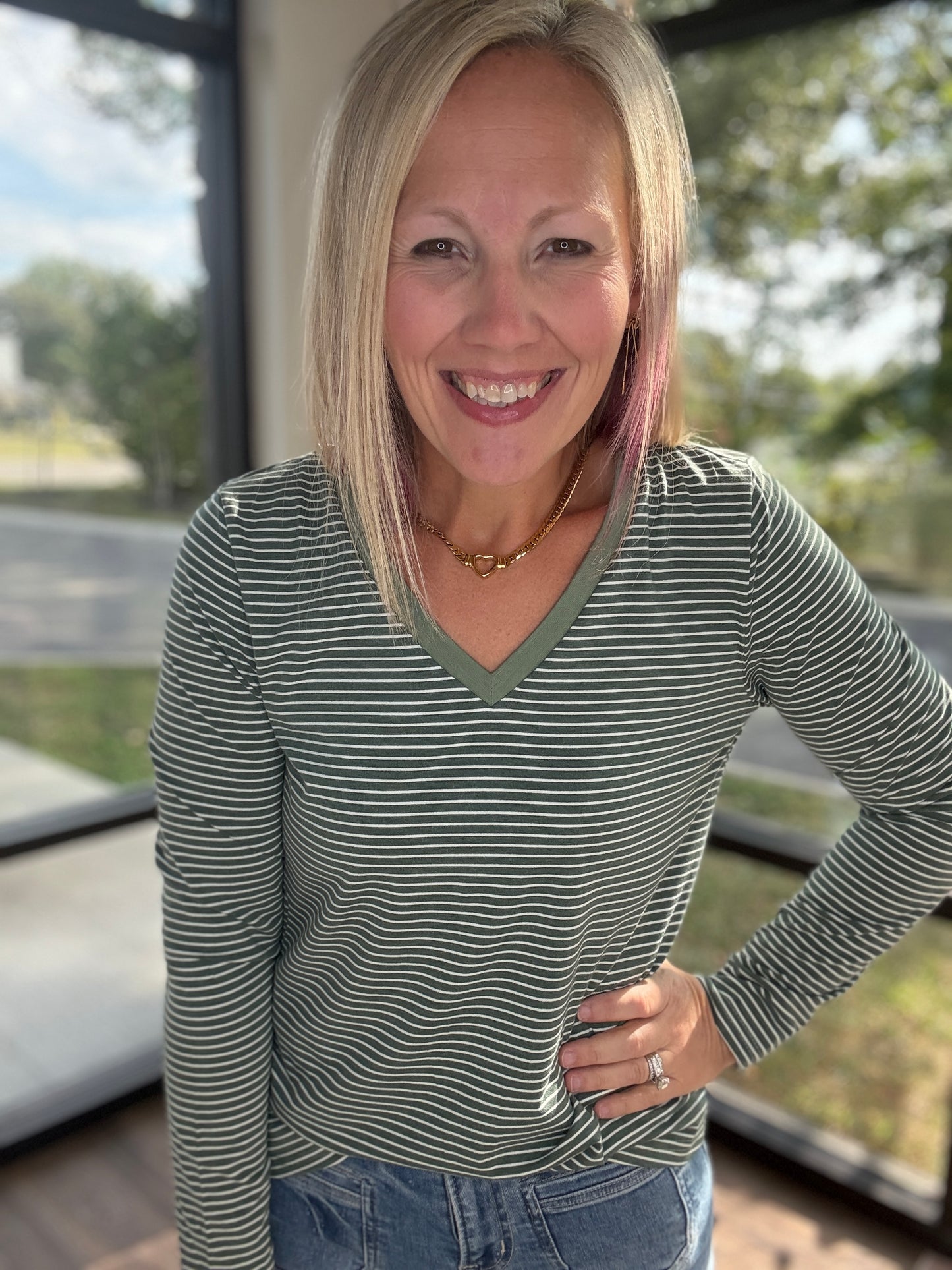Evergreen V-Neck Top