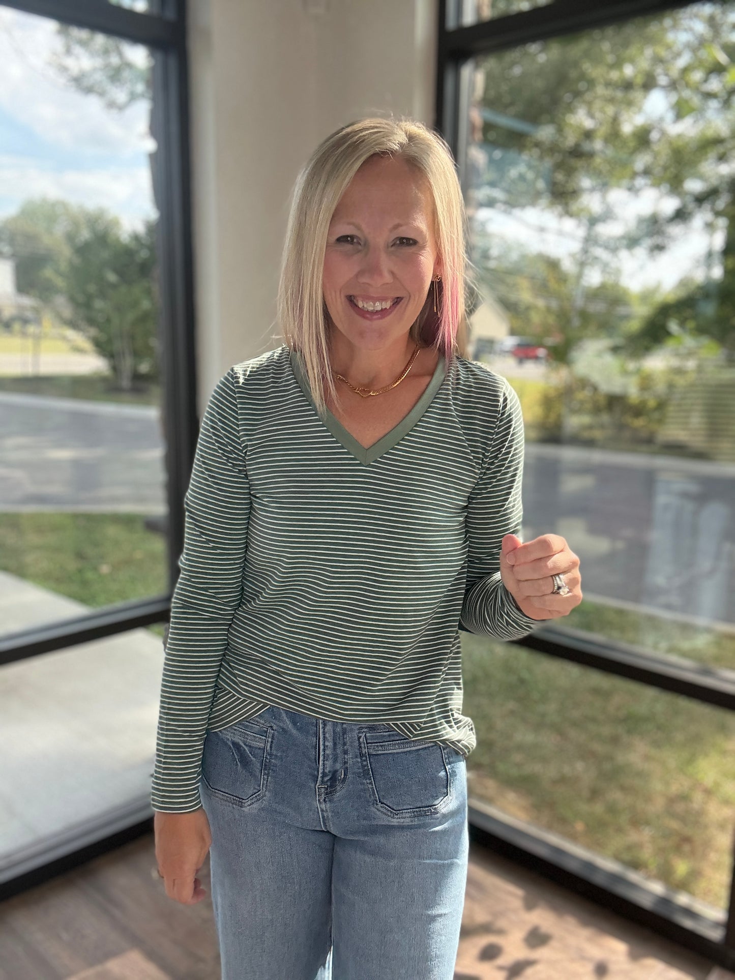 Evergreen V-Neck Top