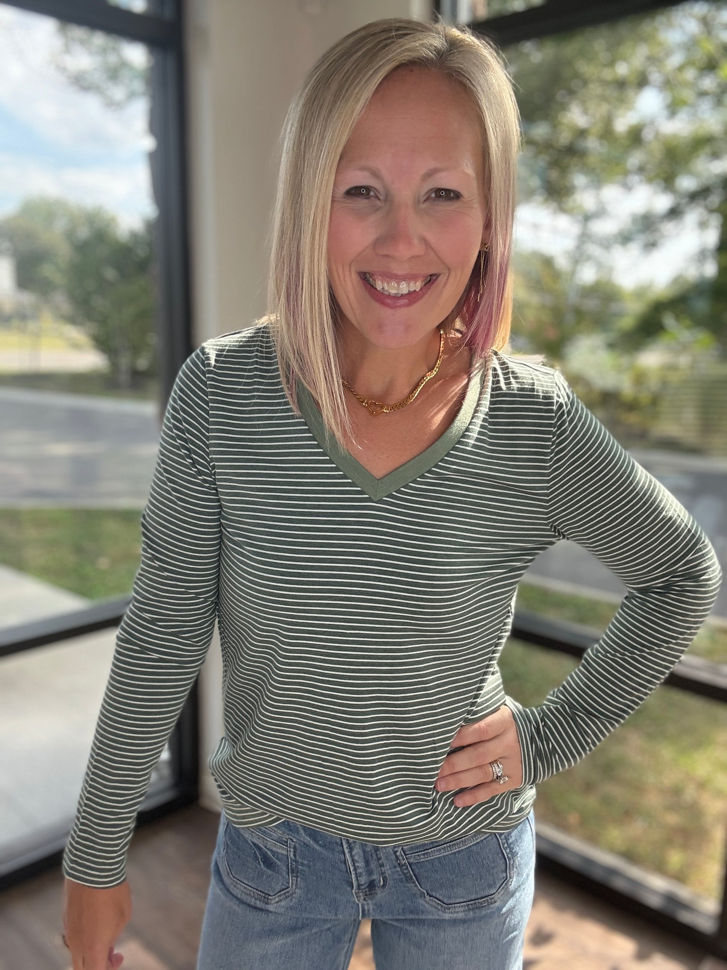 Evergreen V-Neck Top