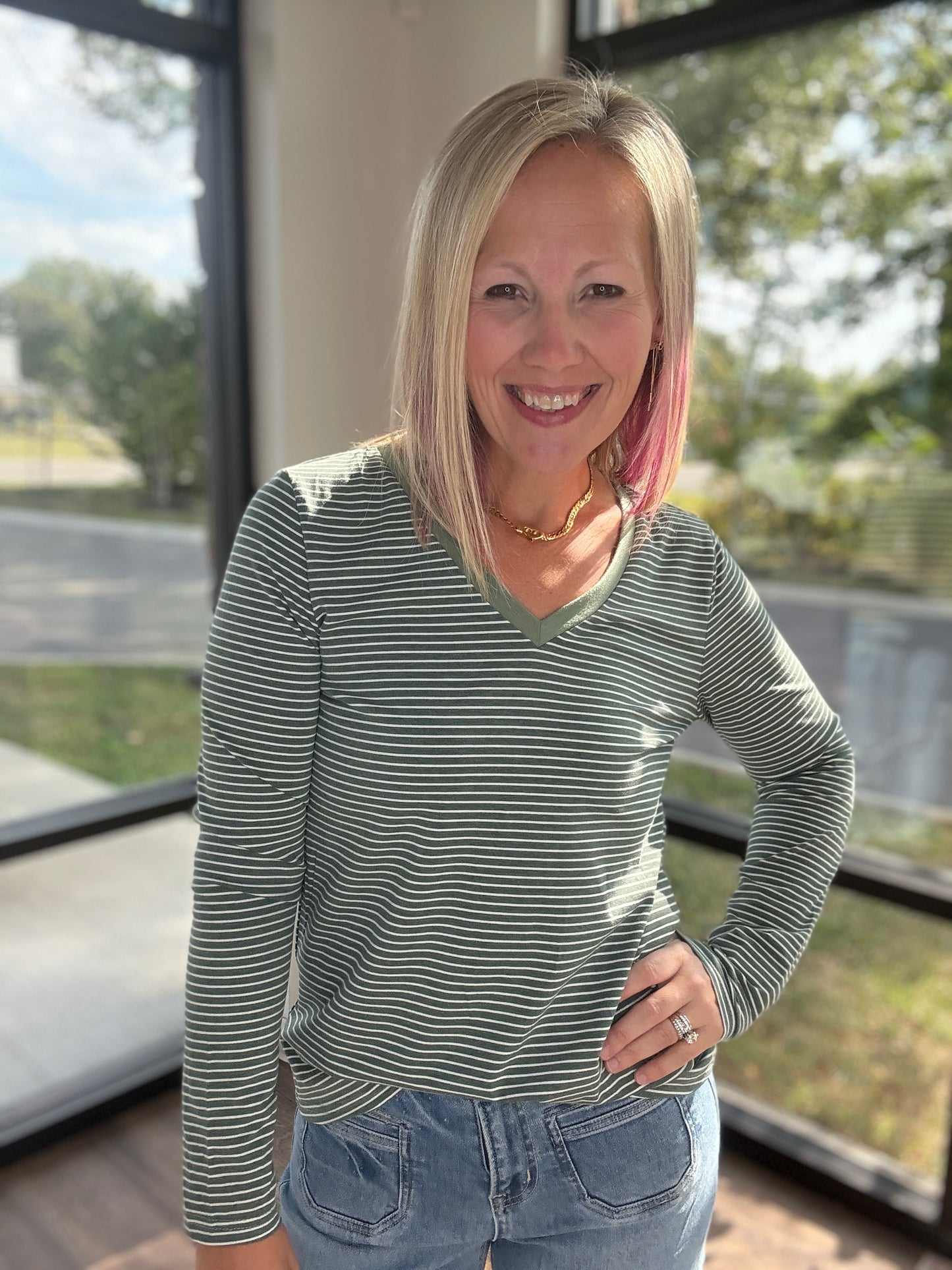 Evergreen V-Neck Top