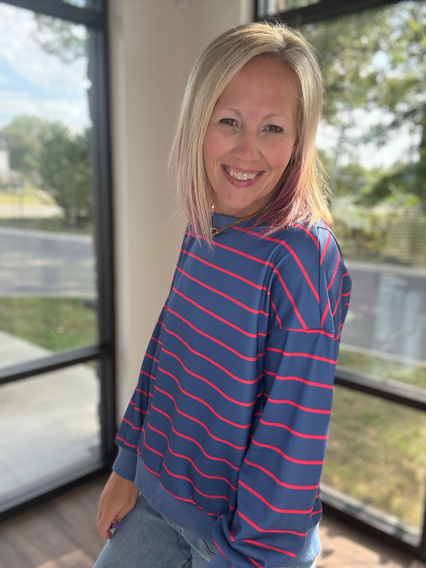 Navy & Stripe Criss Cross