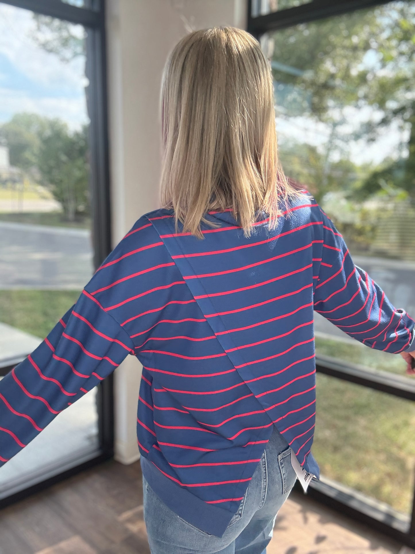 Navy & Stripe Criss Cross