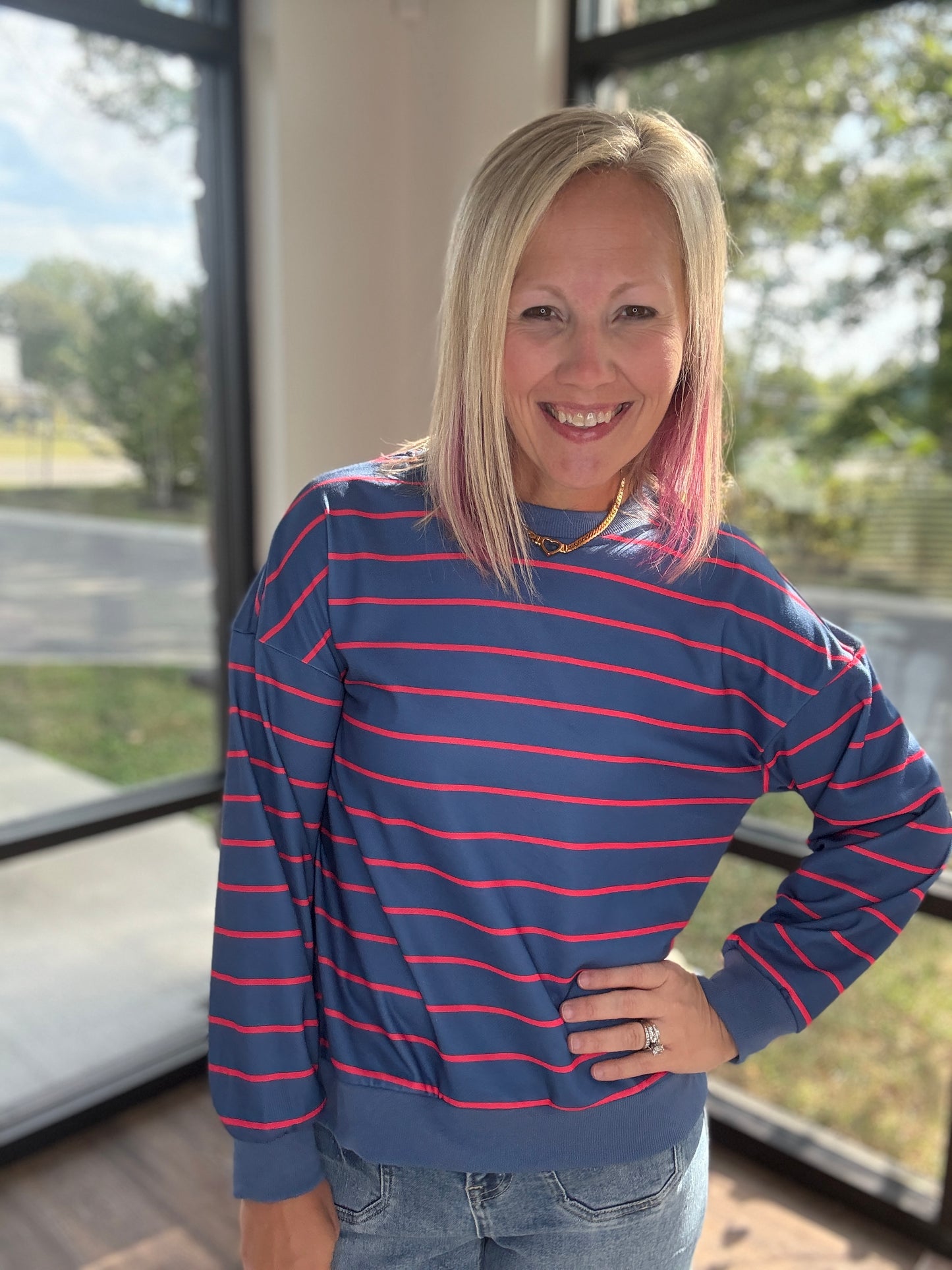 Navy & Stripe Criss Cross