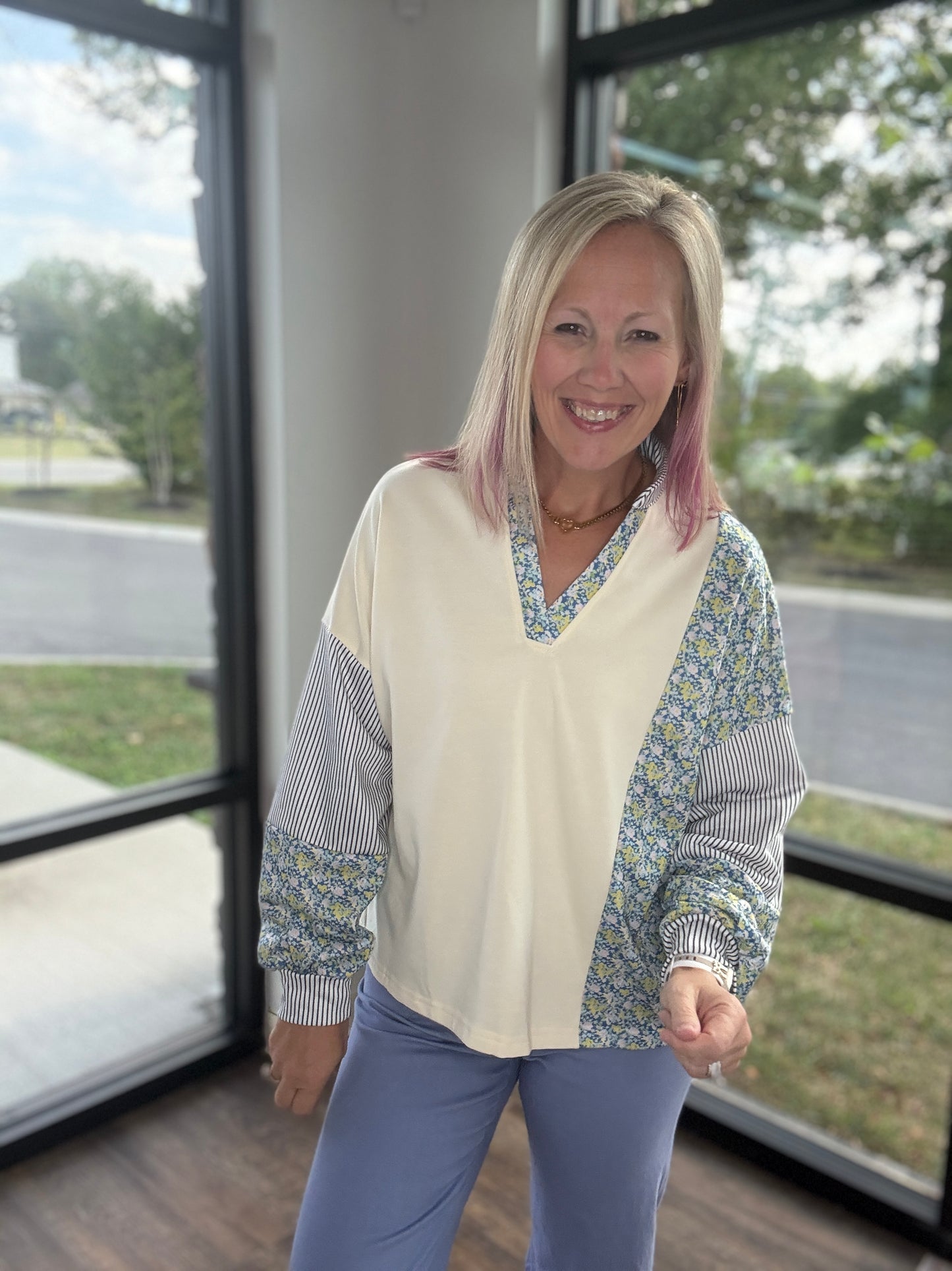 Bloom & Stripe Sweatshirt
