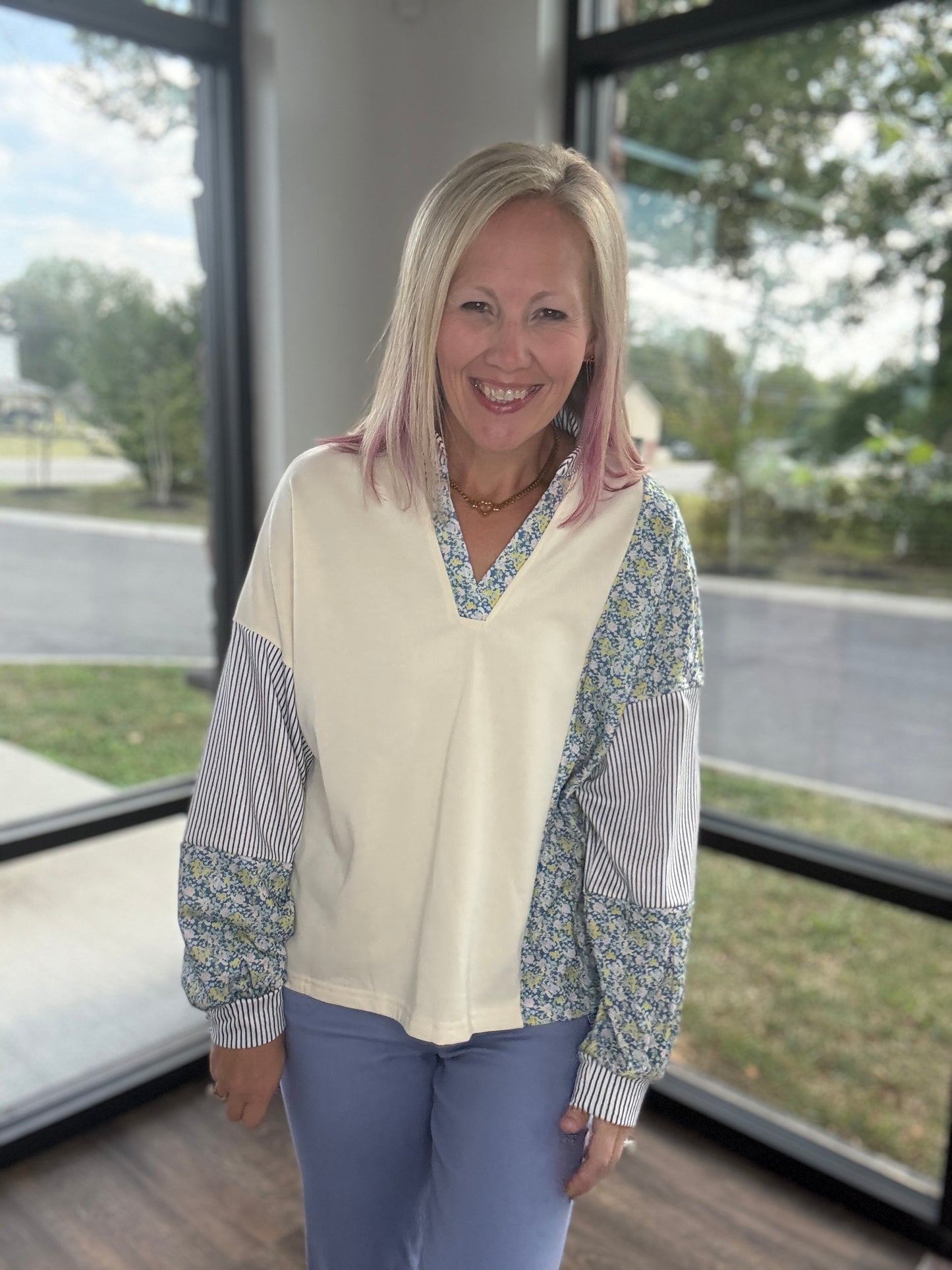 Bloom & Stripe Sweatshirt