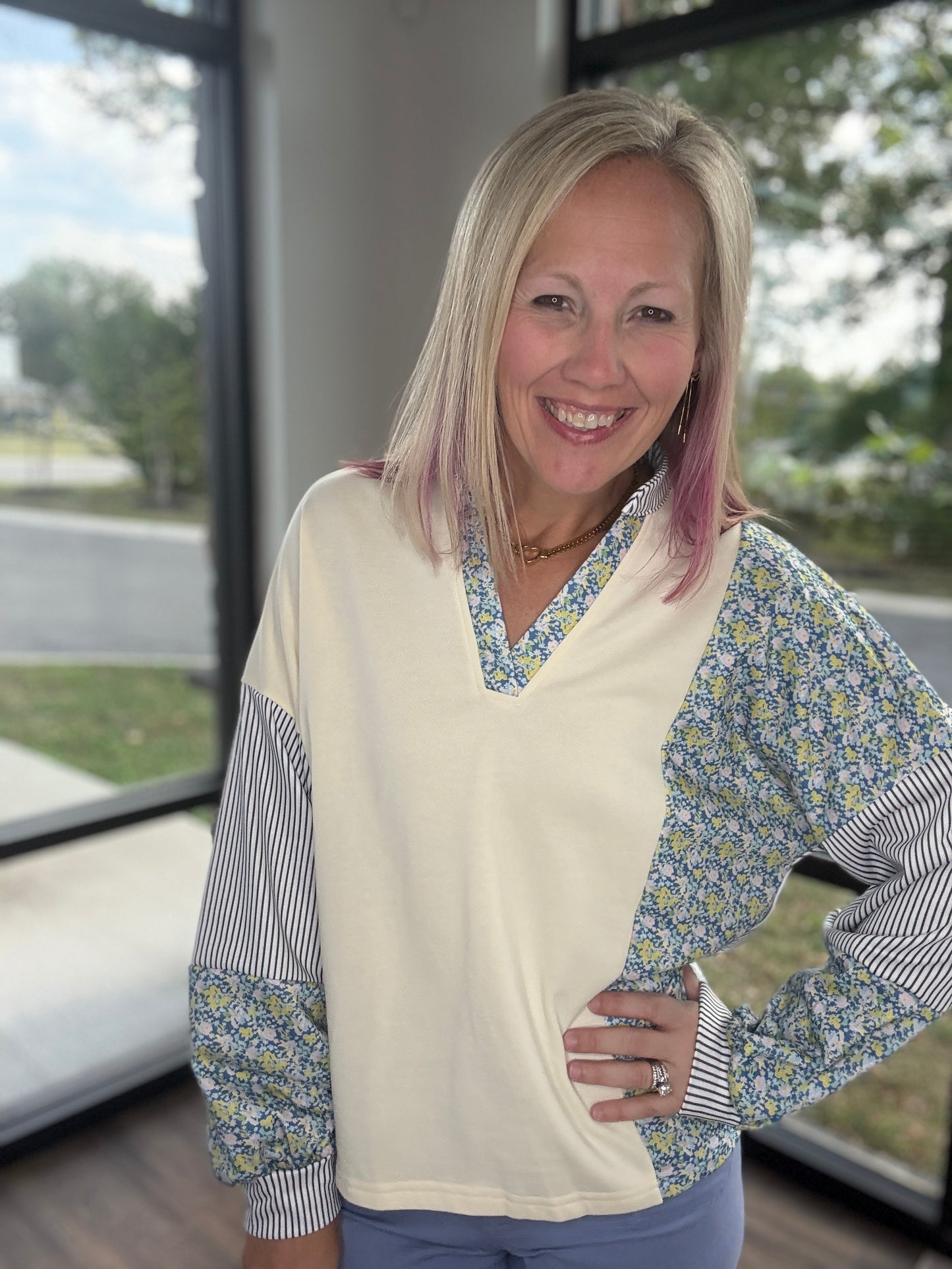Bloom & Stripe Sweatshirt
