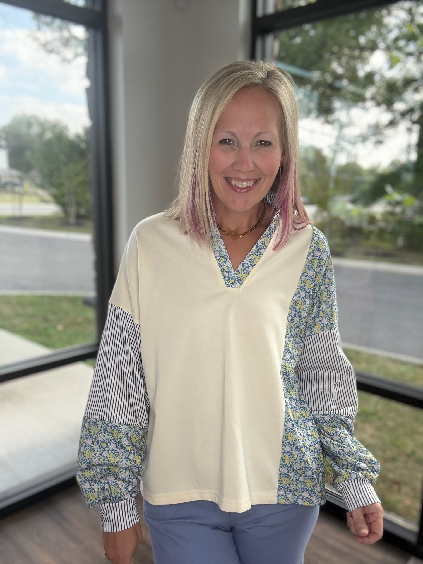 Bloom & Stripe Sweatshirt