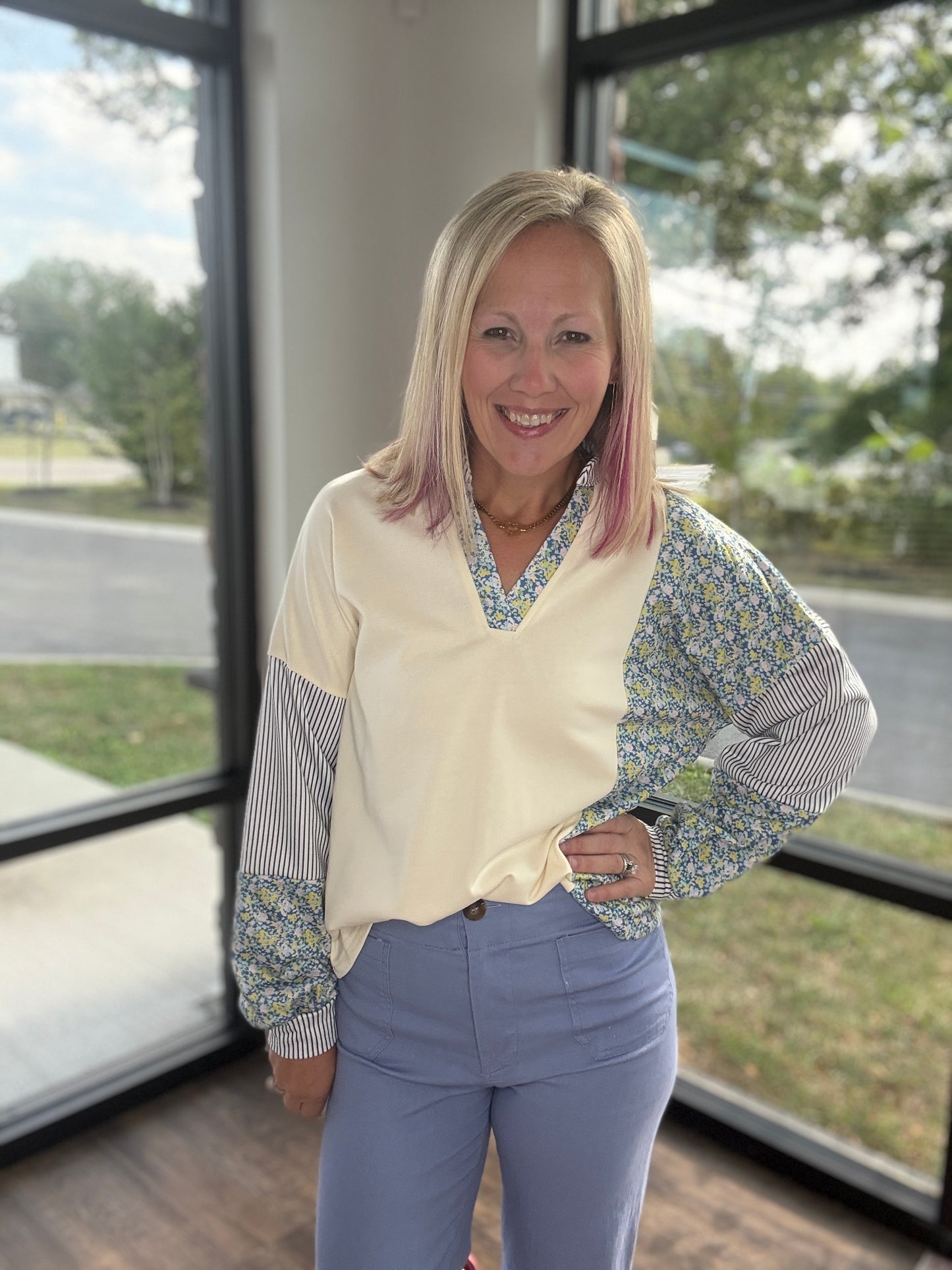 Bloom & Stripe Sweatshirt
