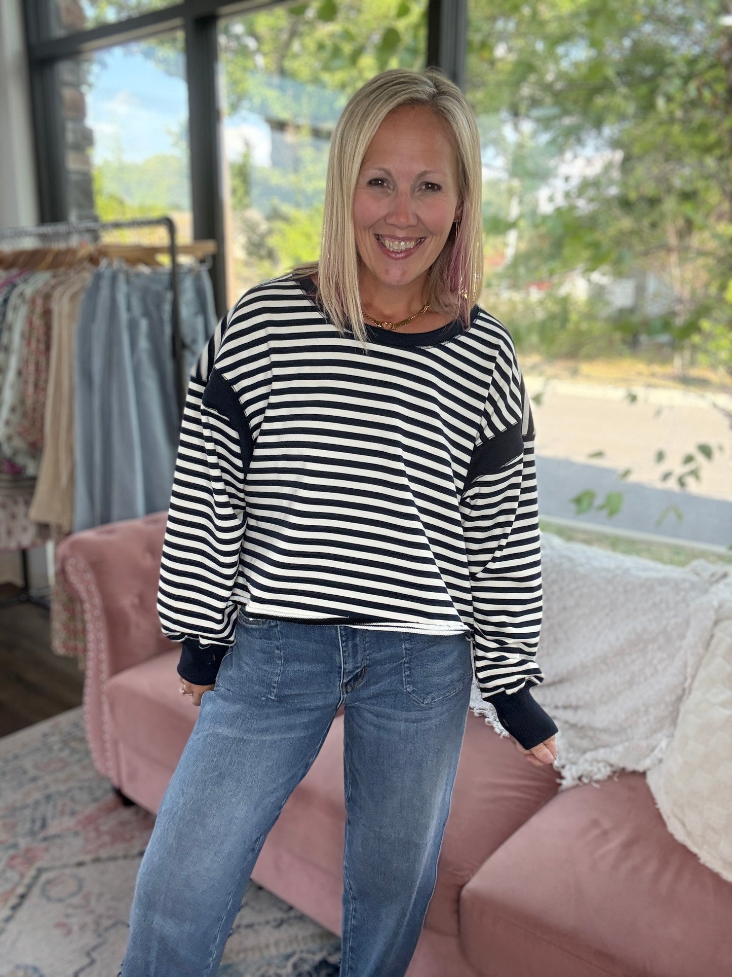 Breezy Back Sweatshirt- Navy