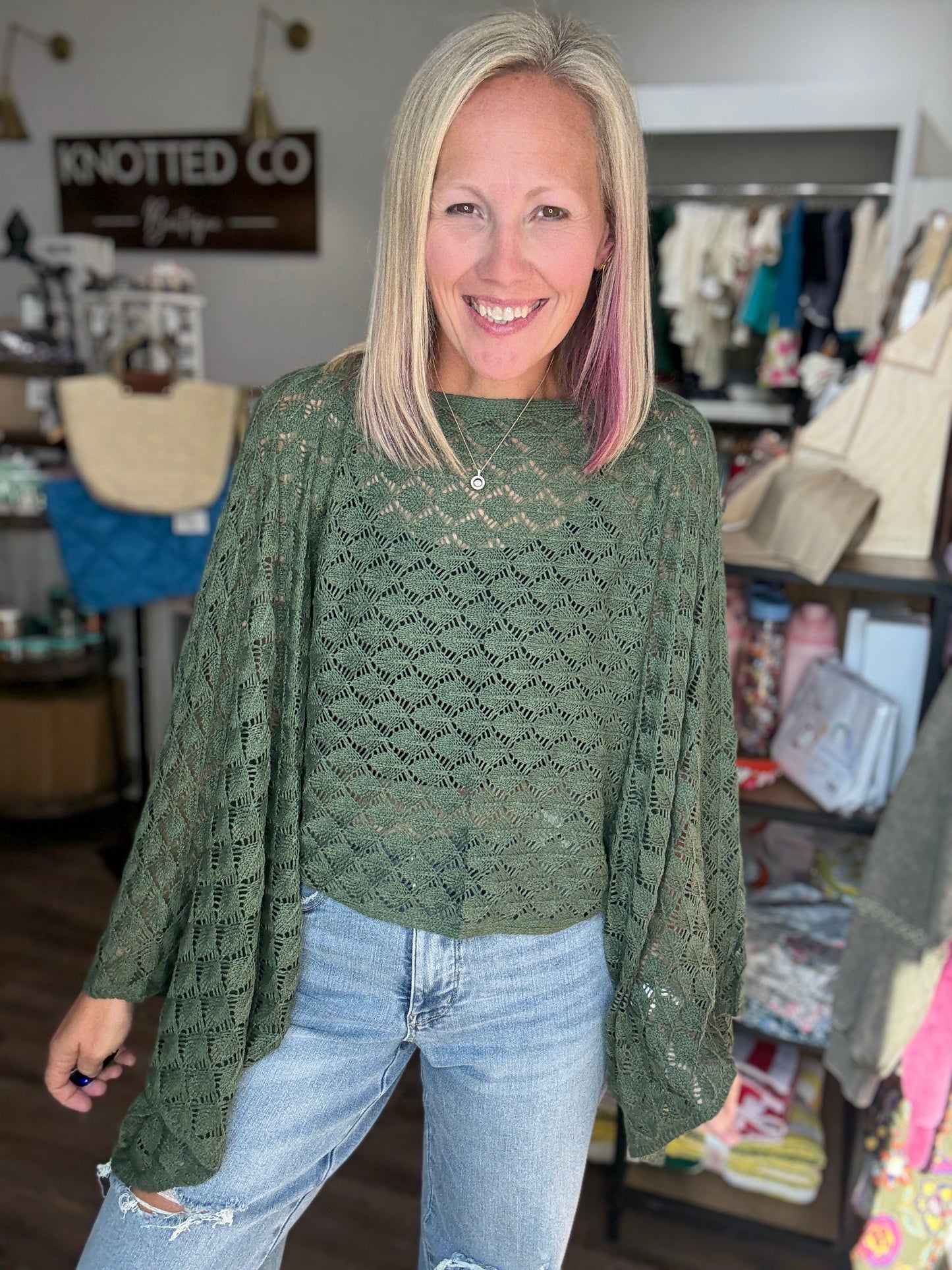 Free Spirit Bell Top- Olive
