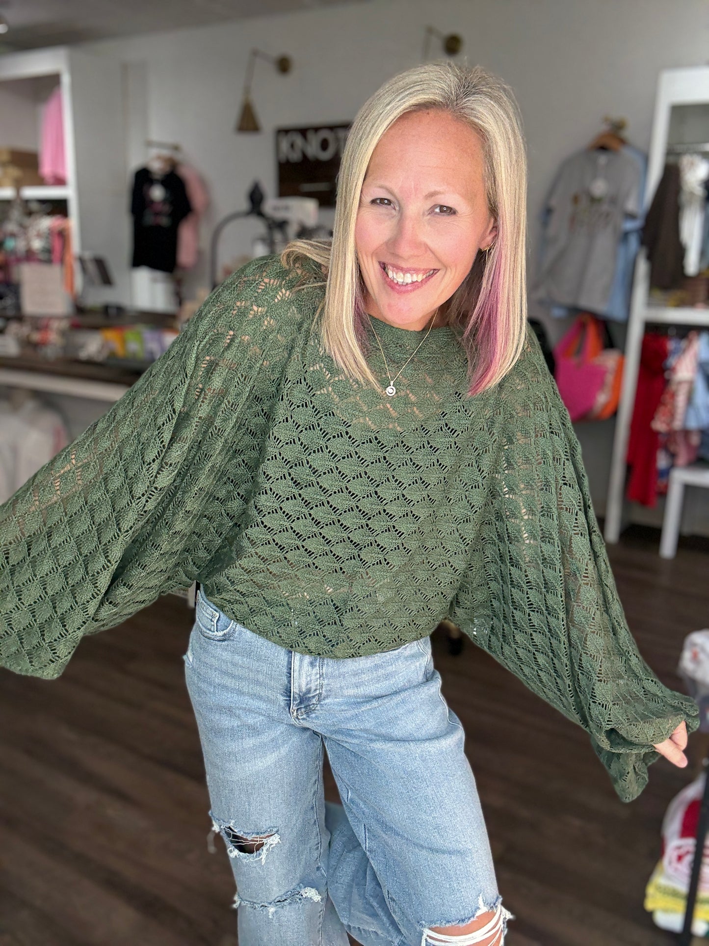 Free Spirit Bell Top- Olive