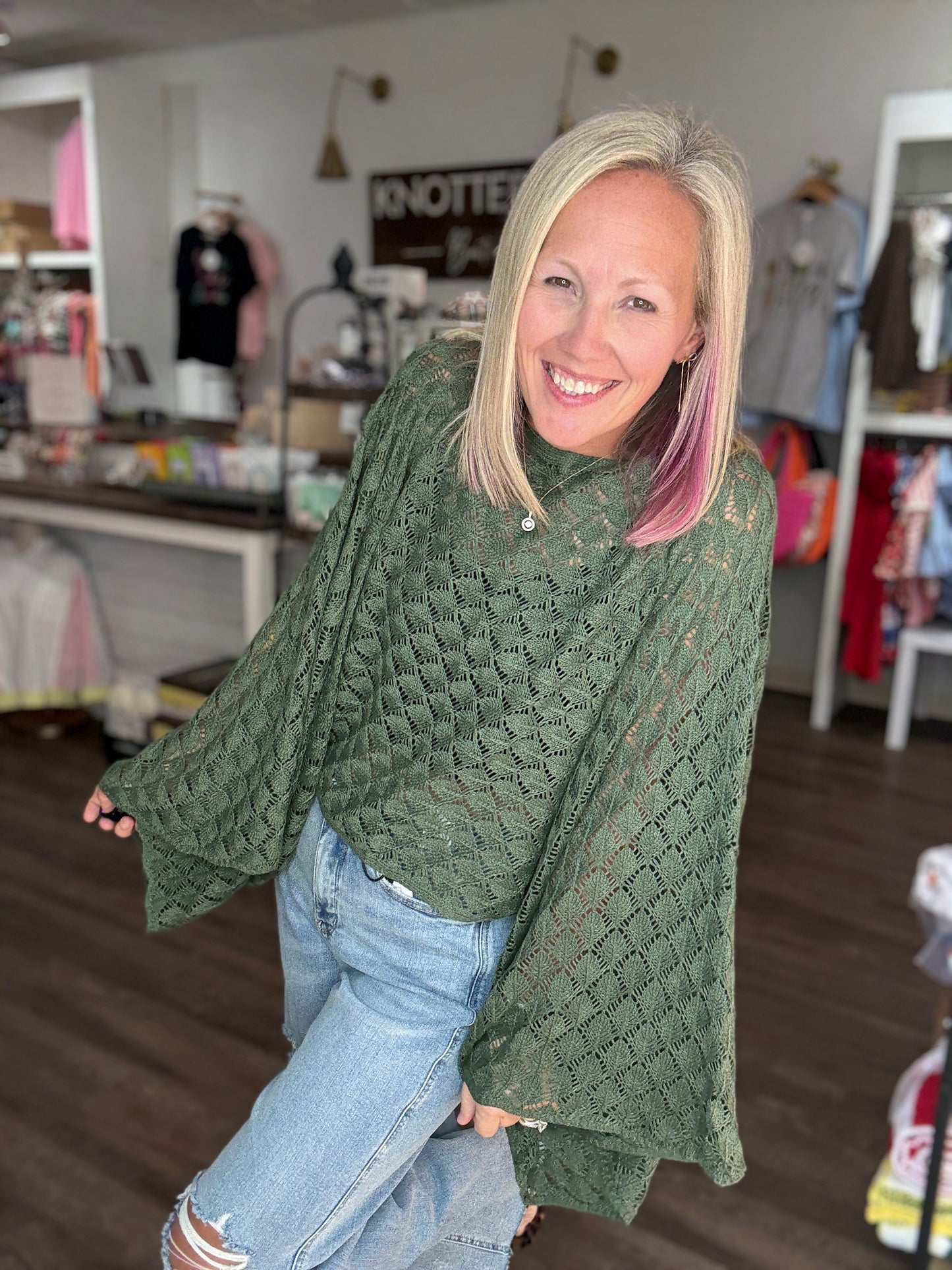 Free Spirit Bell Top- Olive