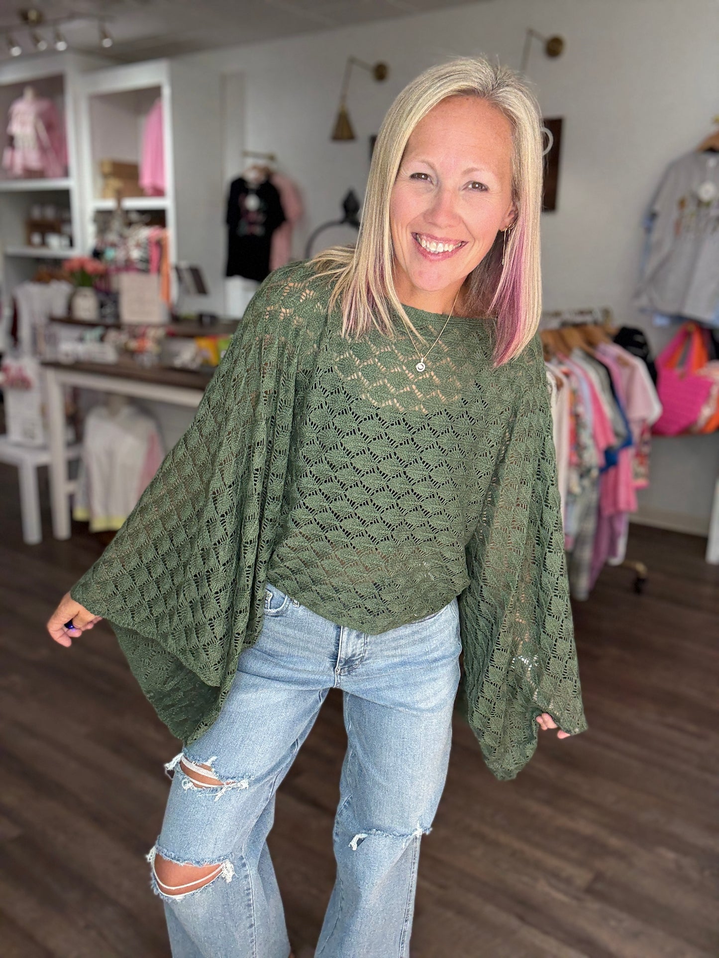 Free Spirit Bell Top- Olive