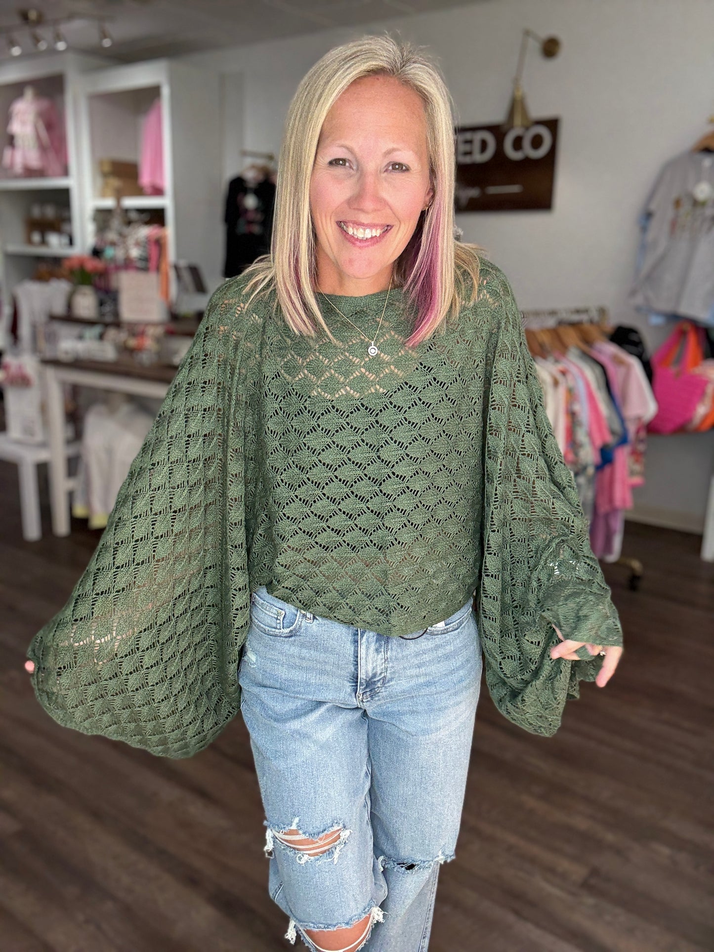 Free Spirit Bell Top- Olive