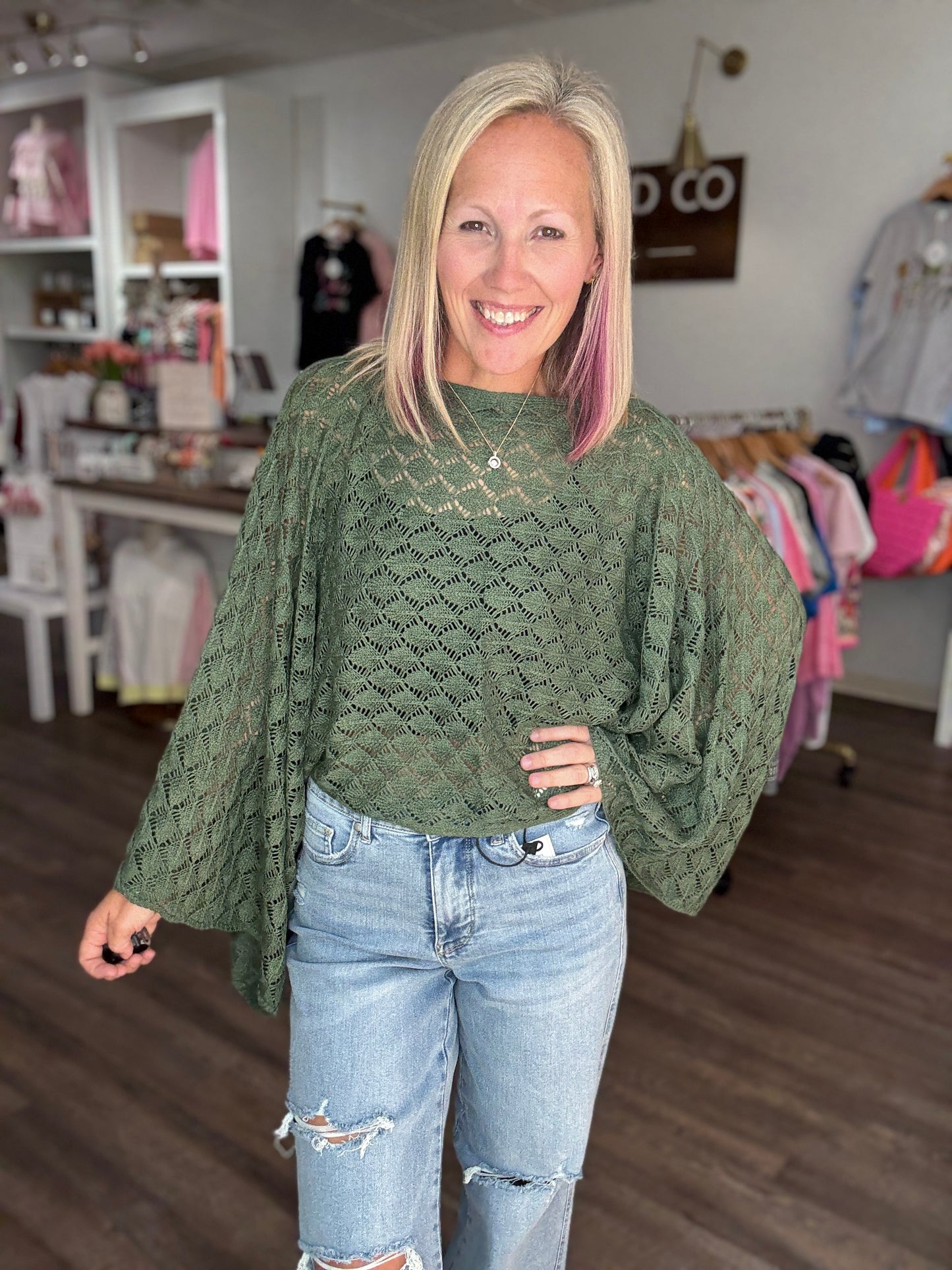 Free Spirit Bell Top- Olive