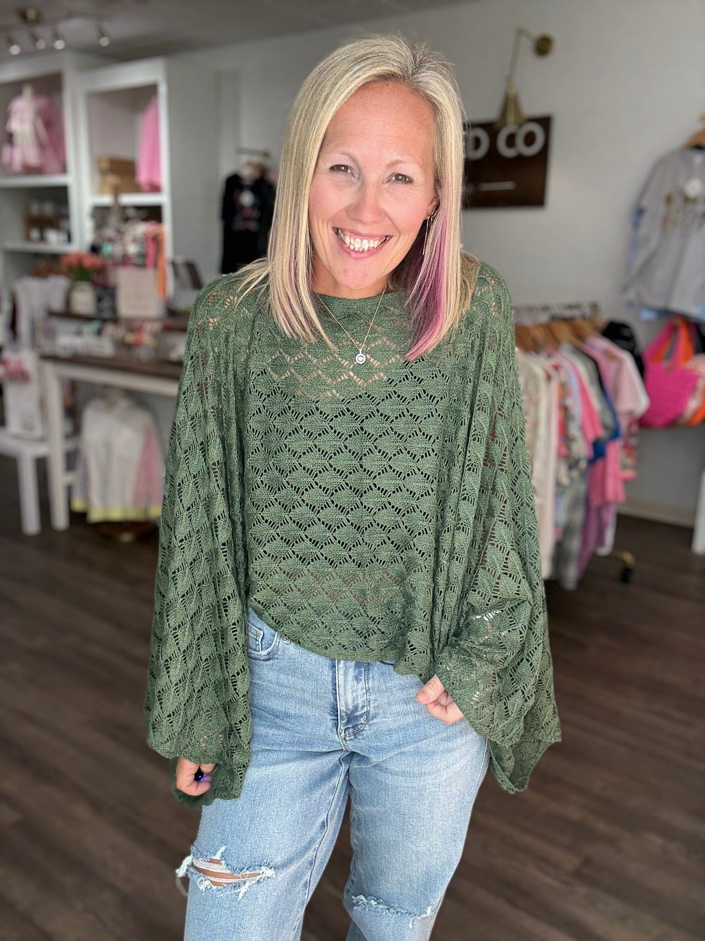 Free Spirit Bell Top- Olive