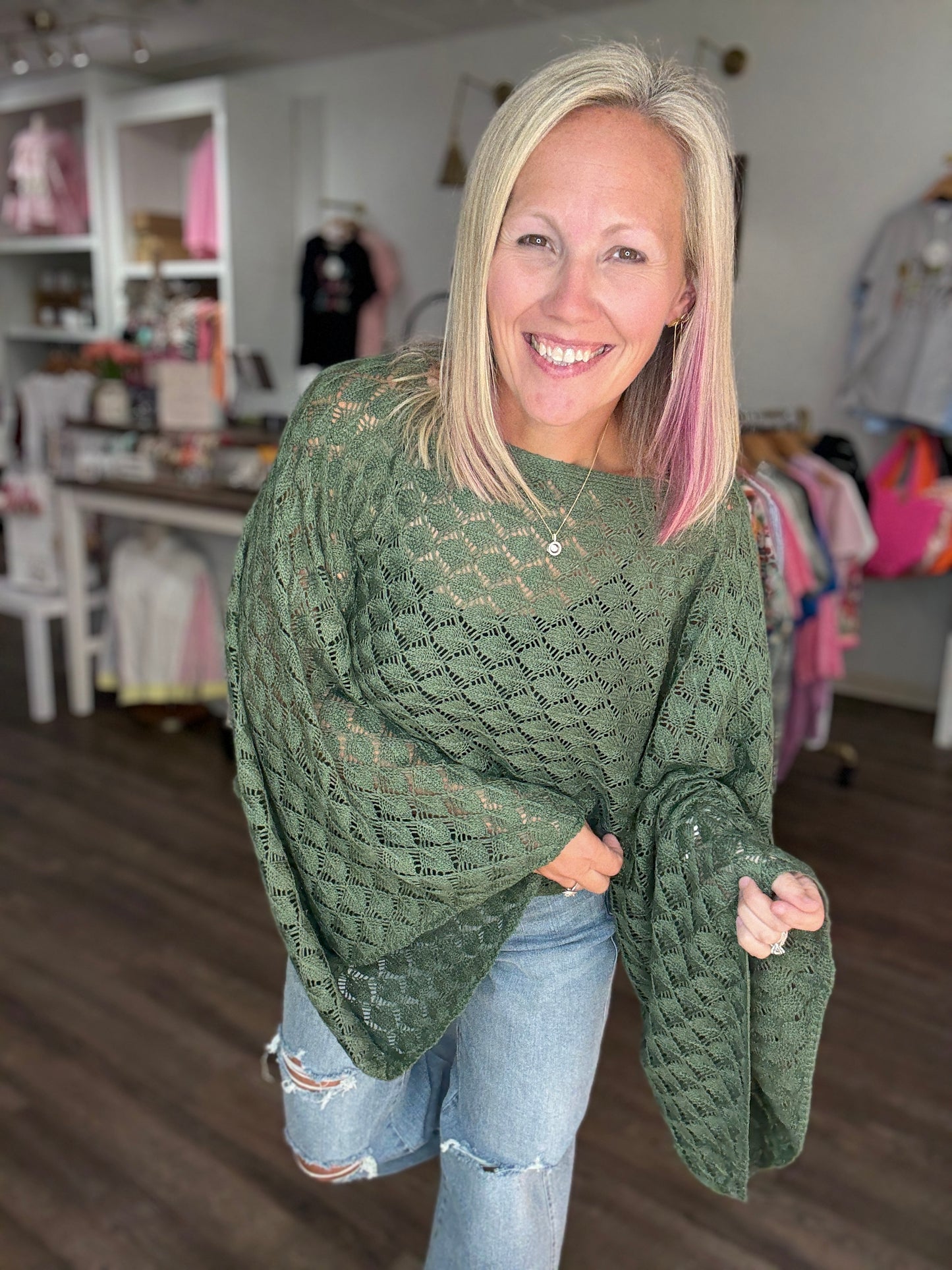 Free Spirit Bell Top- Olive