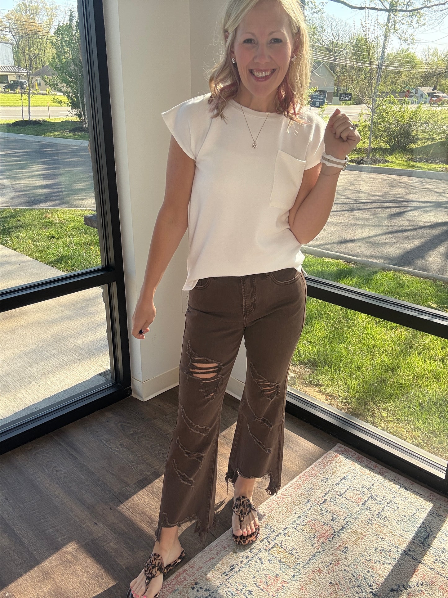 Urban Distressed Jean- Mocha