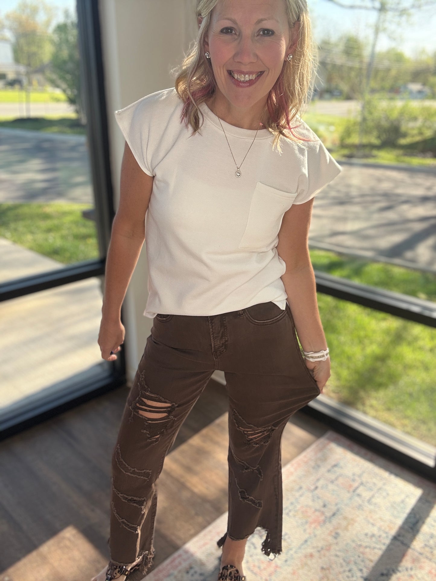 Urban Distressed Jean- Mocha