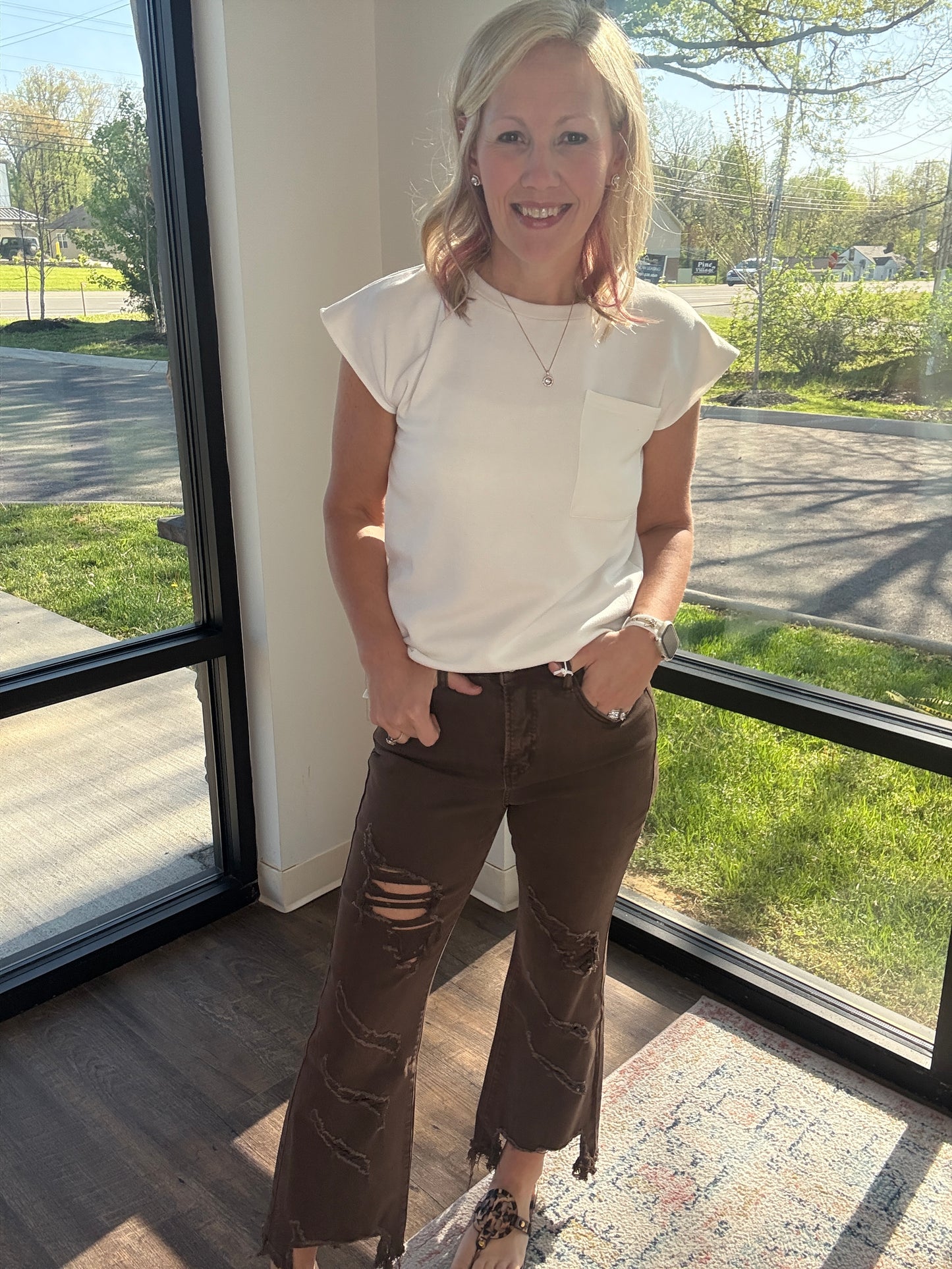 Urban Distressed Jean- Mocha