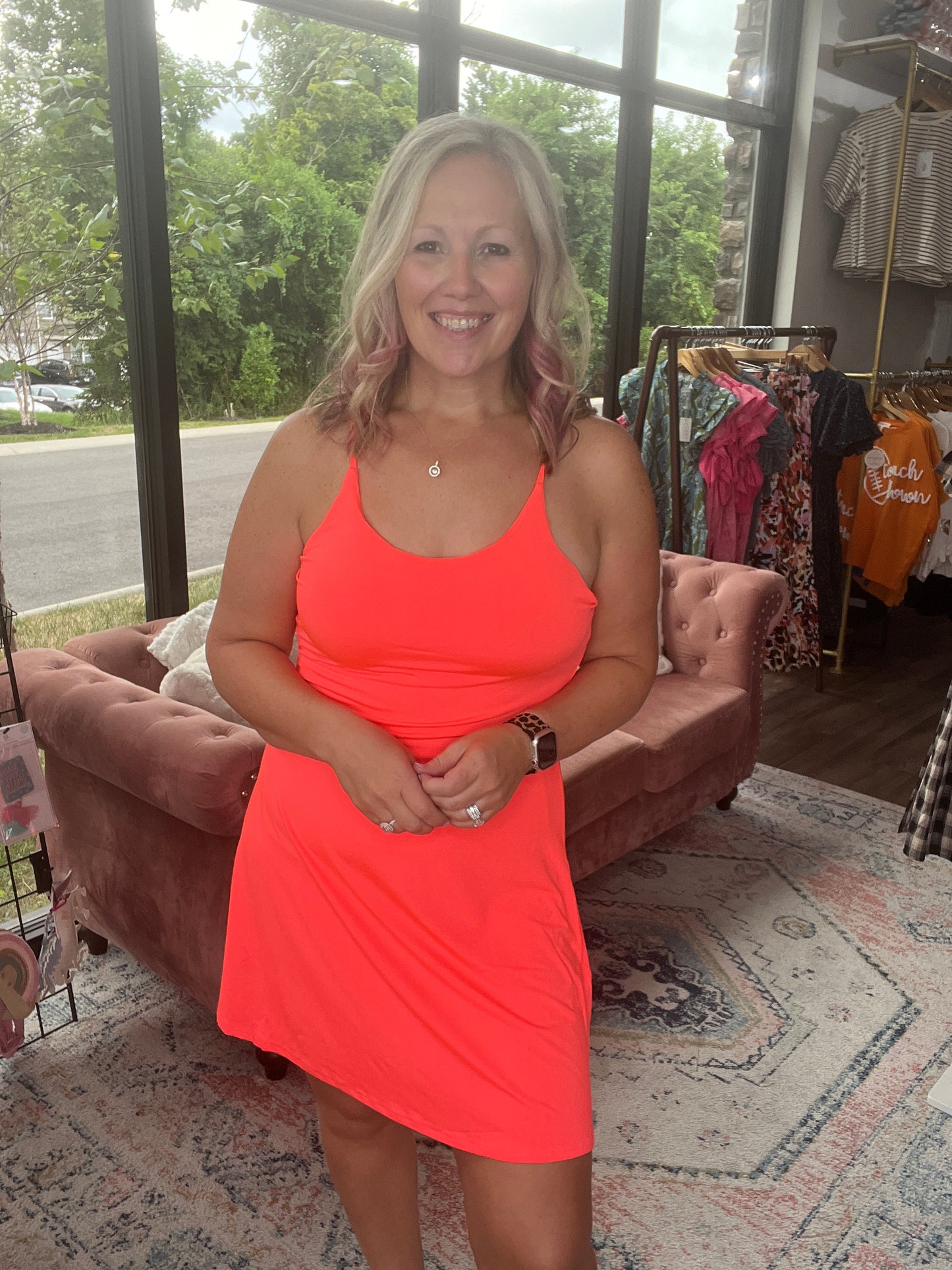 Setting Records Tennis Dress: Neon Coral