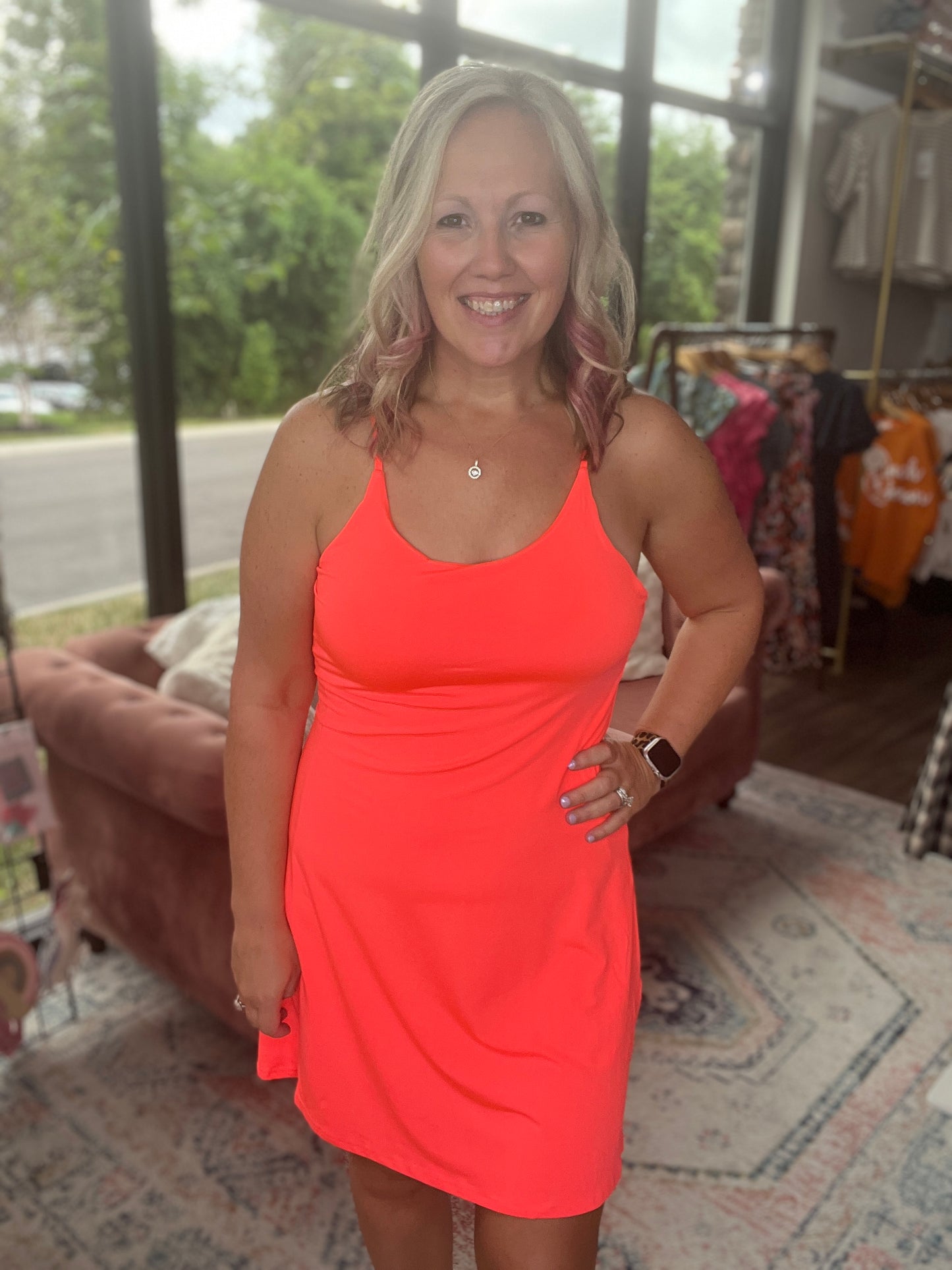 Setting Records Tennis Dress: Neon Coral
