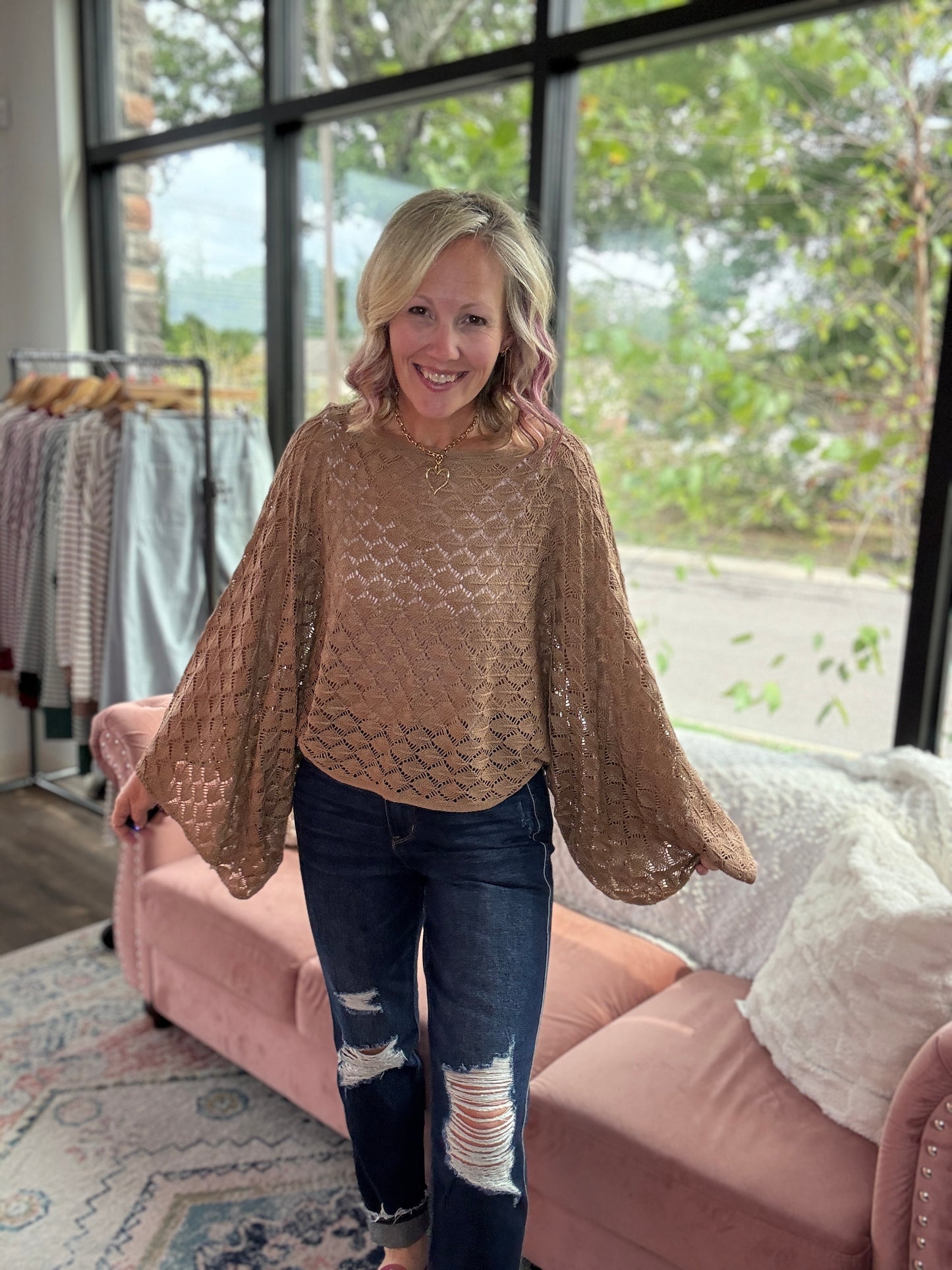 Free Spirit Bell Top- Mocha
