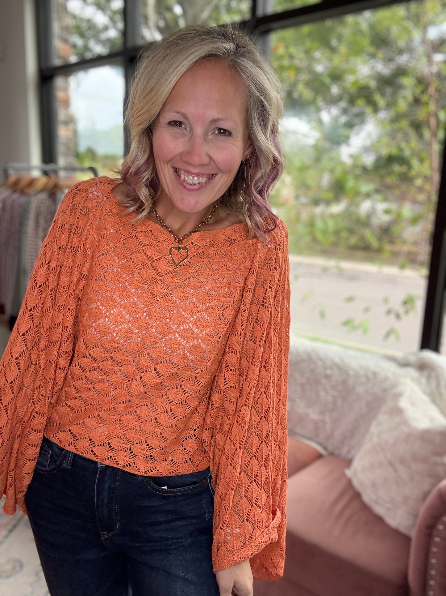 Free Spirit Bell Top- Orange