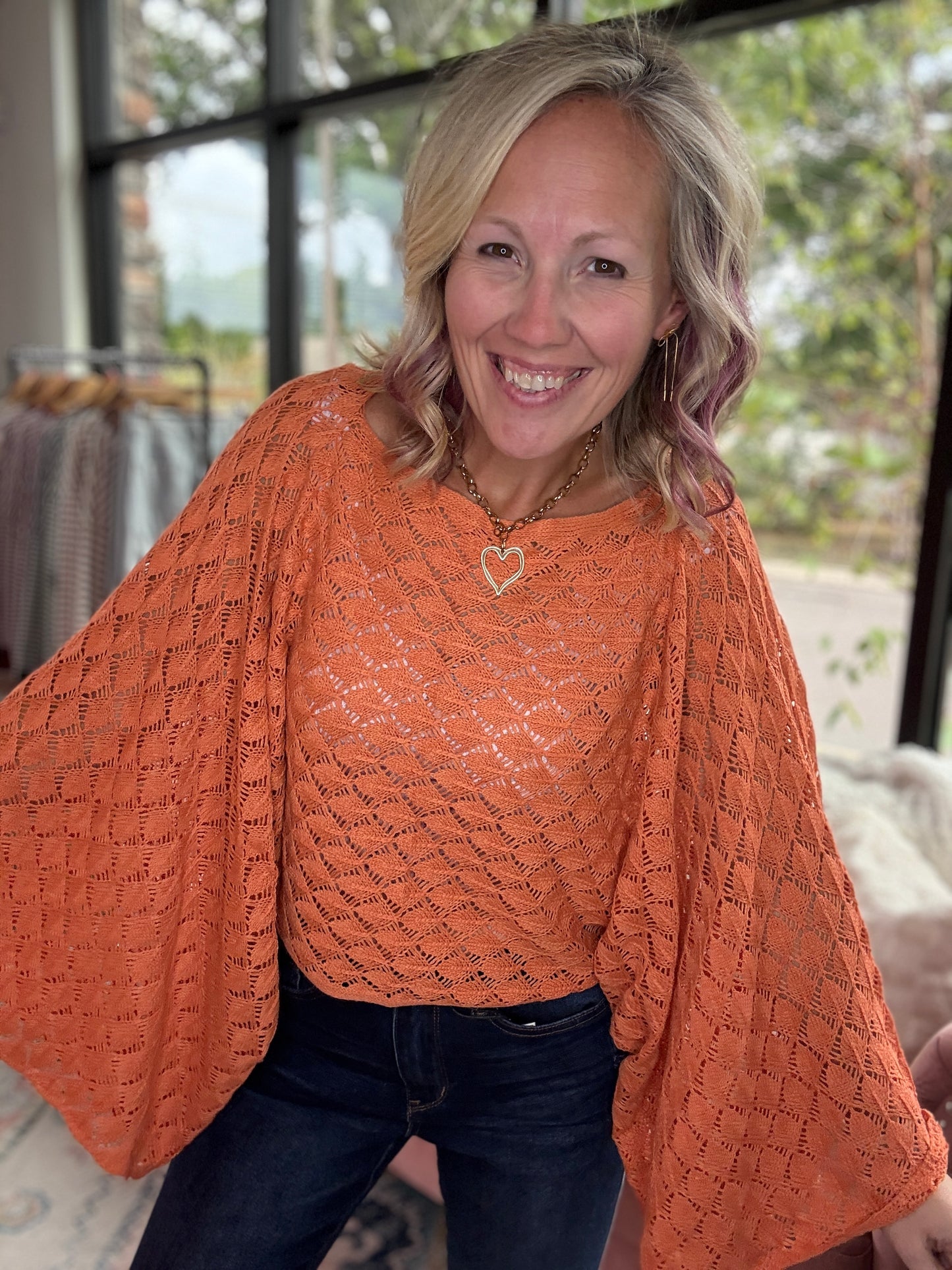 Free Spirit Bell Top- Orange
