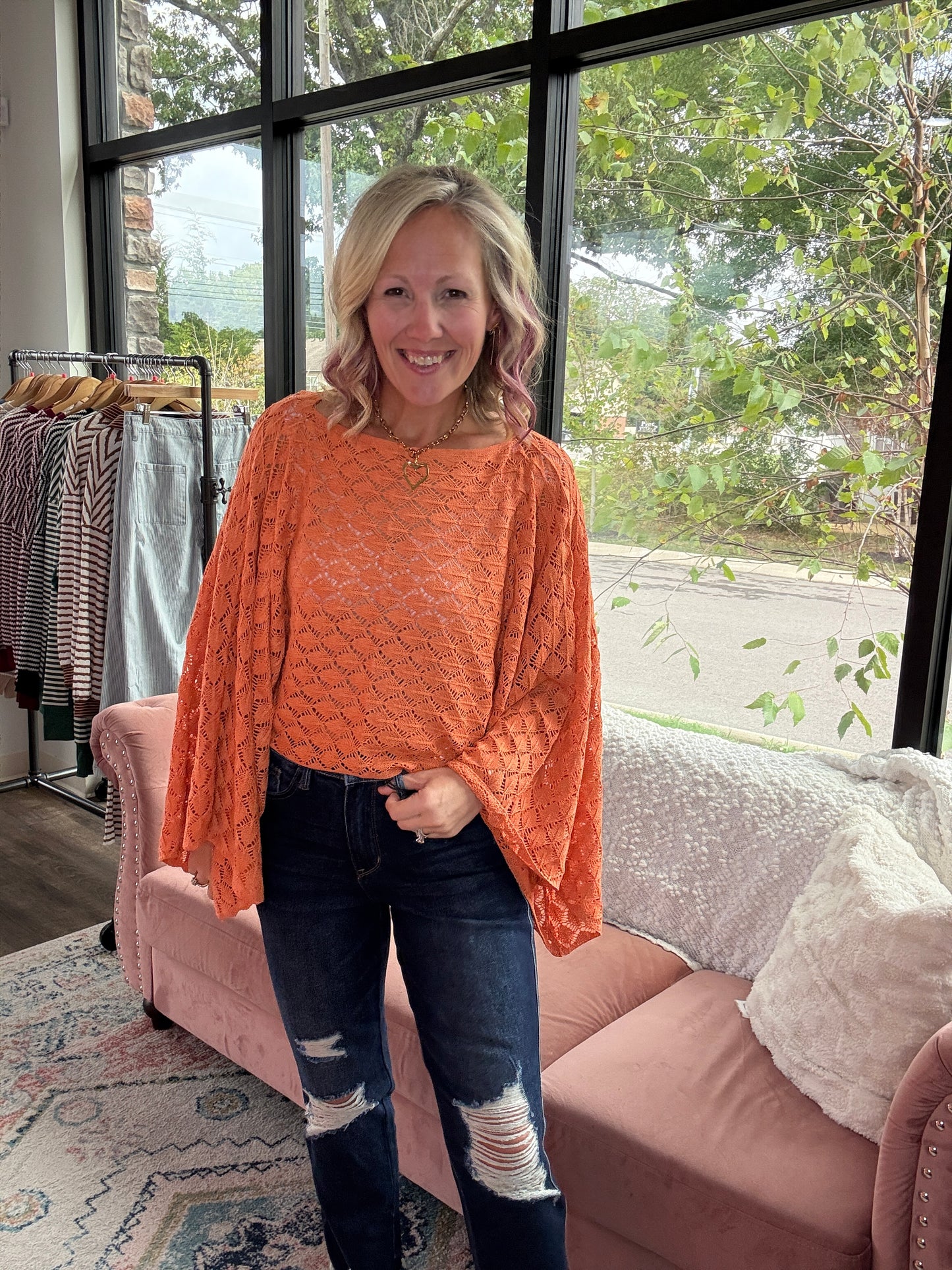 Free Spirit Bell Top- Orange
