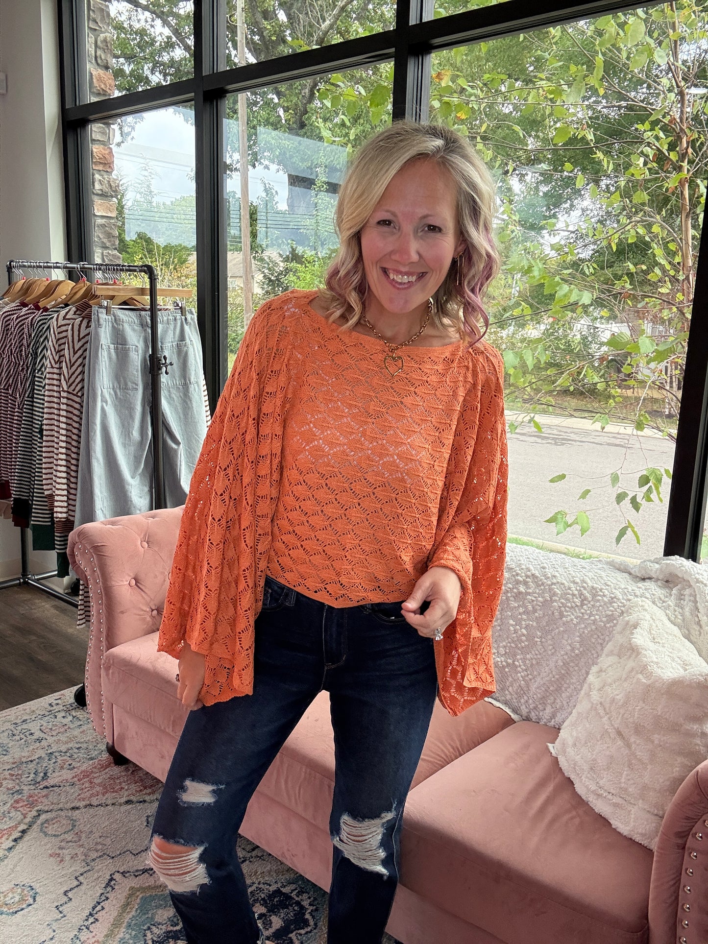 Free Spirit Bell Top- Orange