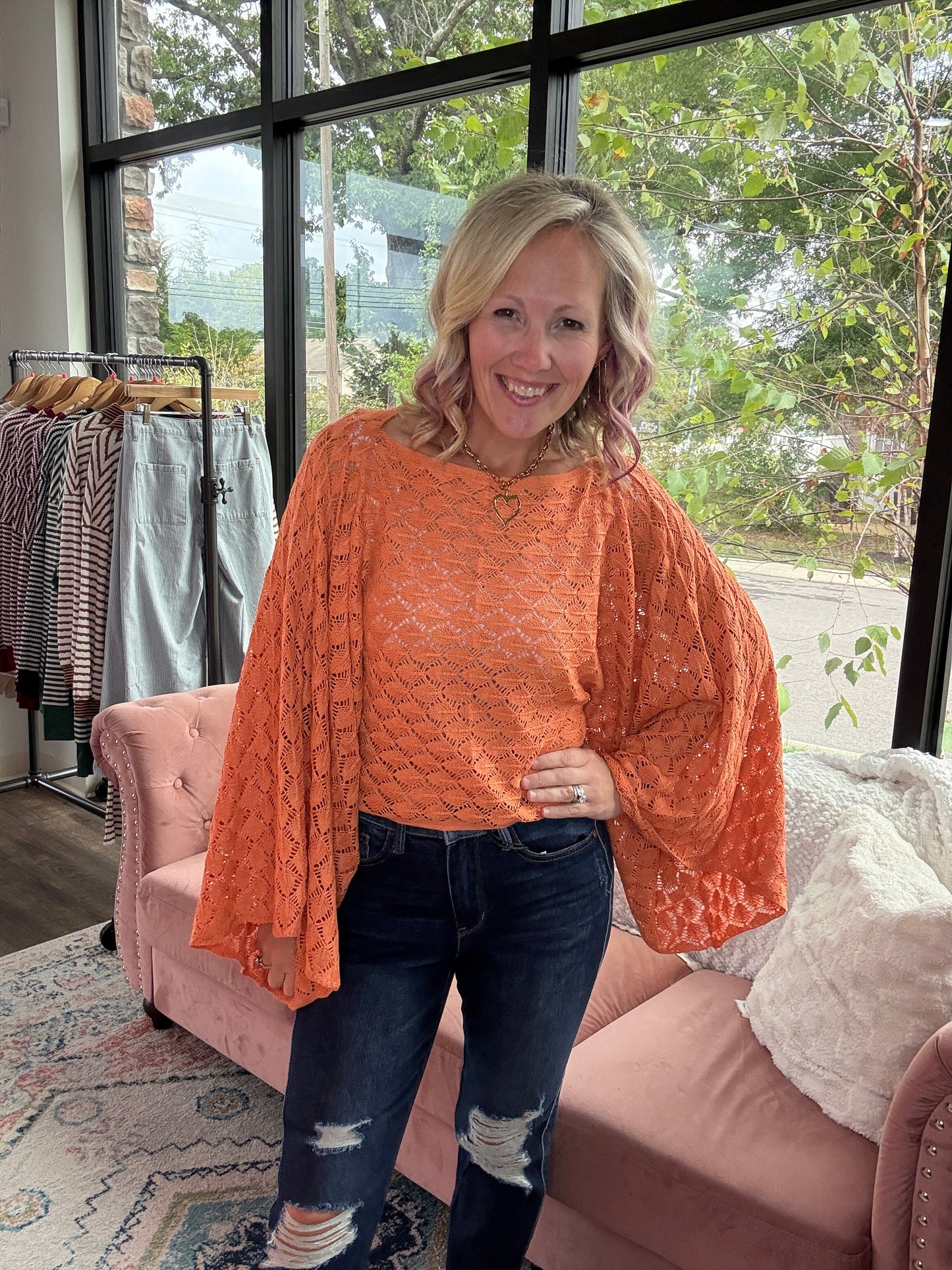 Free Spirit Bell Top- Orange