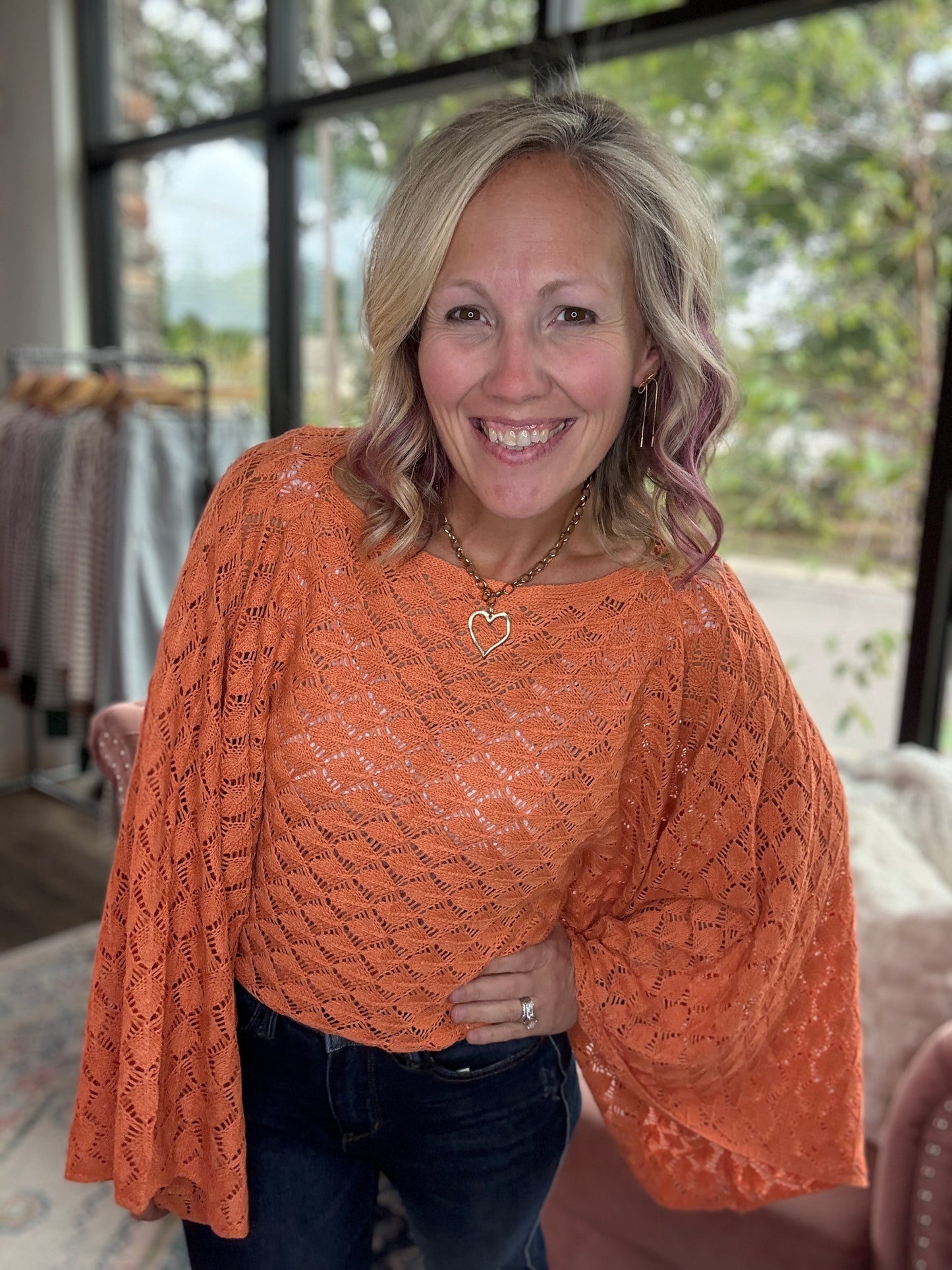 Free Spirit Bell Top- Orange