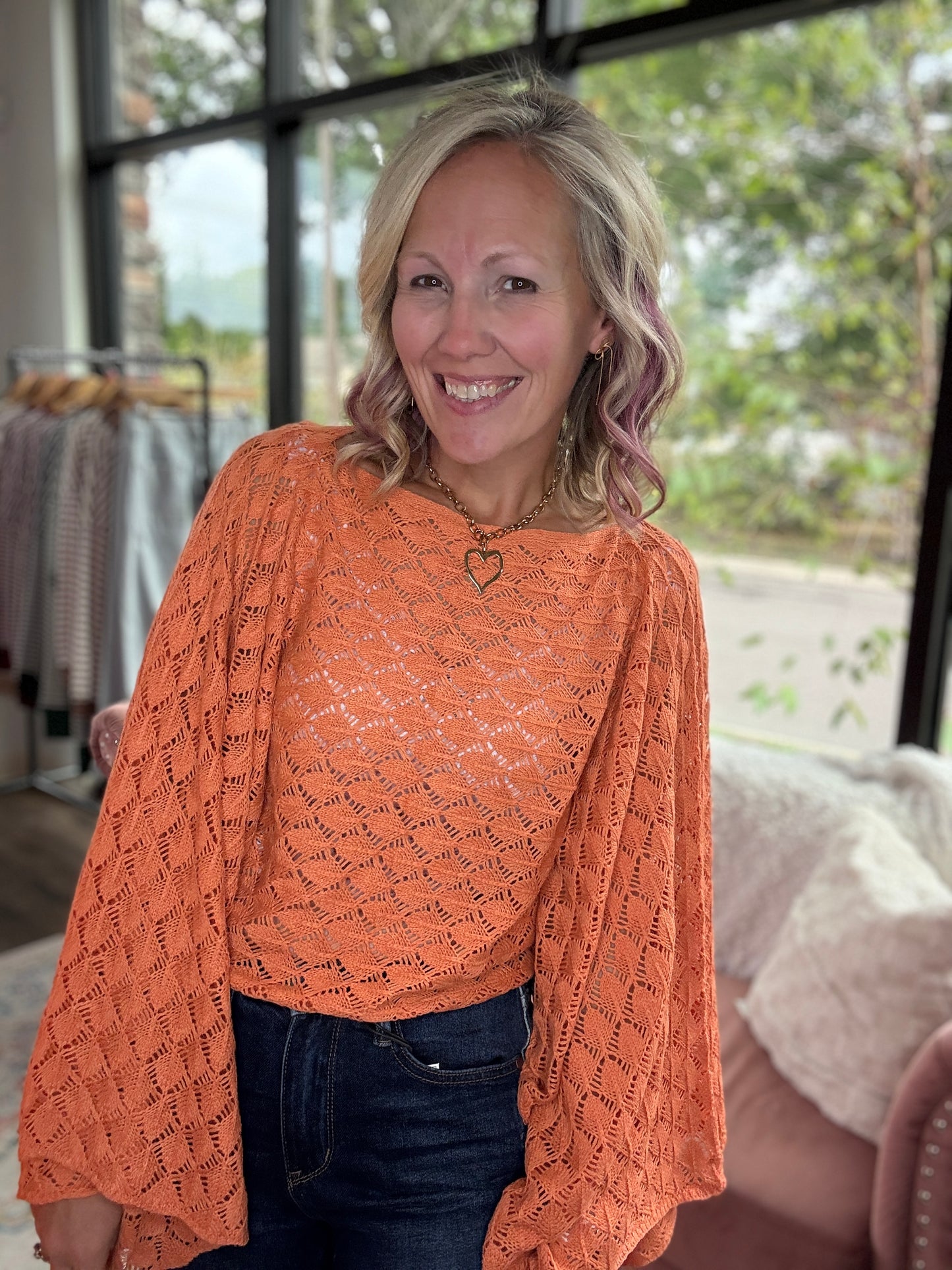 Free Spirit Bell Top- Orange