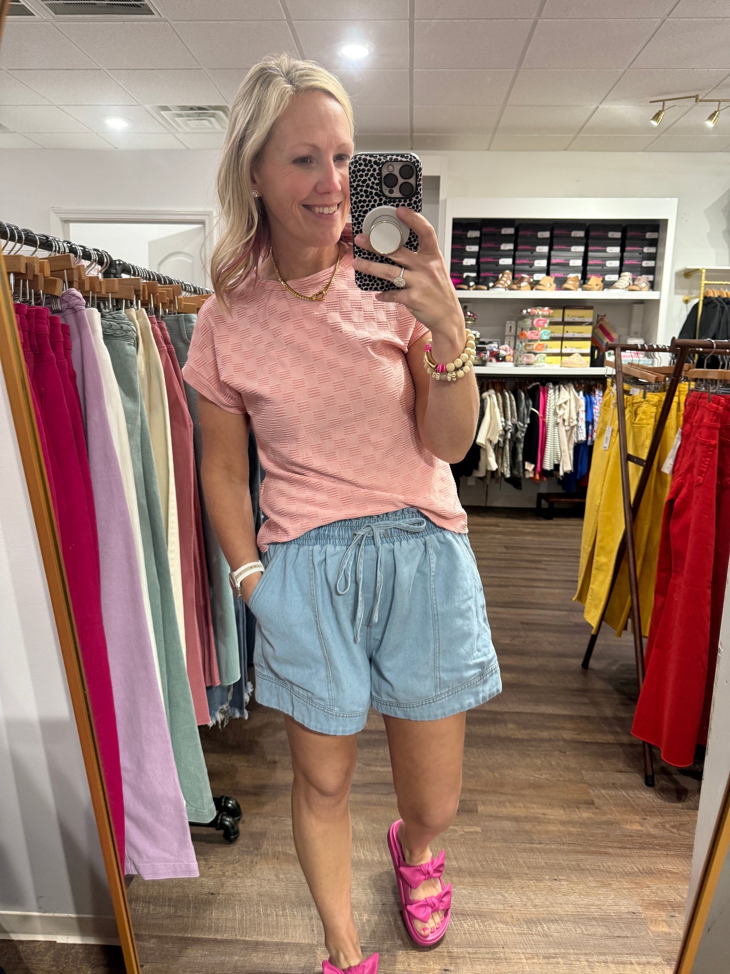 Pink Pop Textured Top