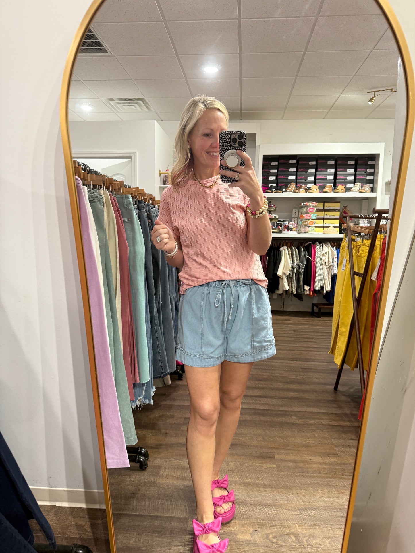 Pink Pop Textured Top