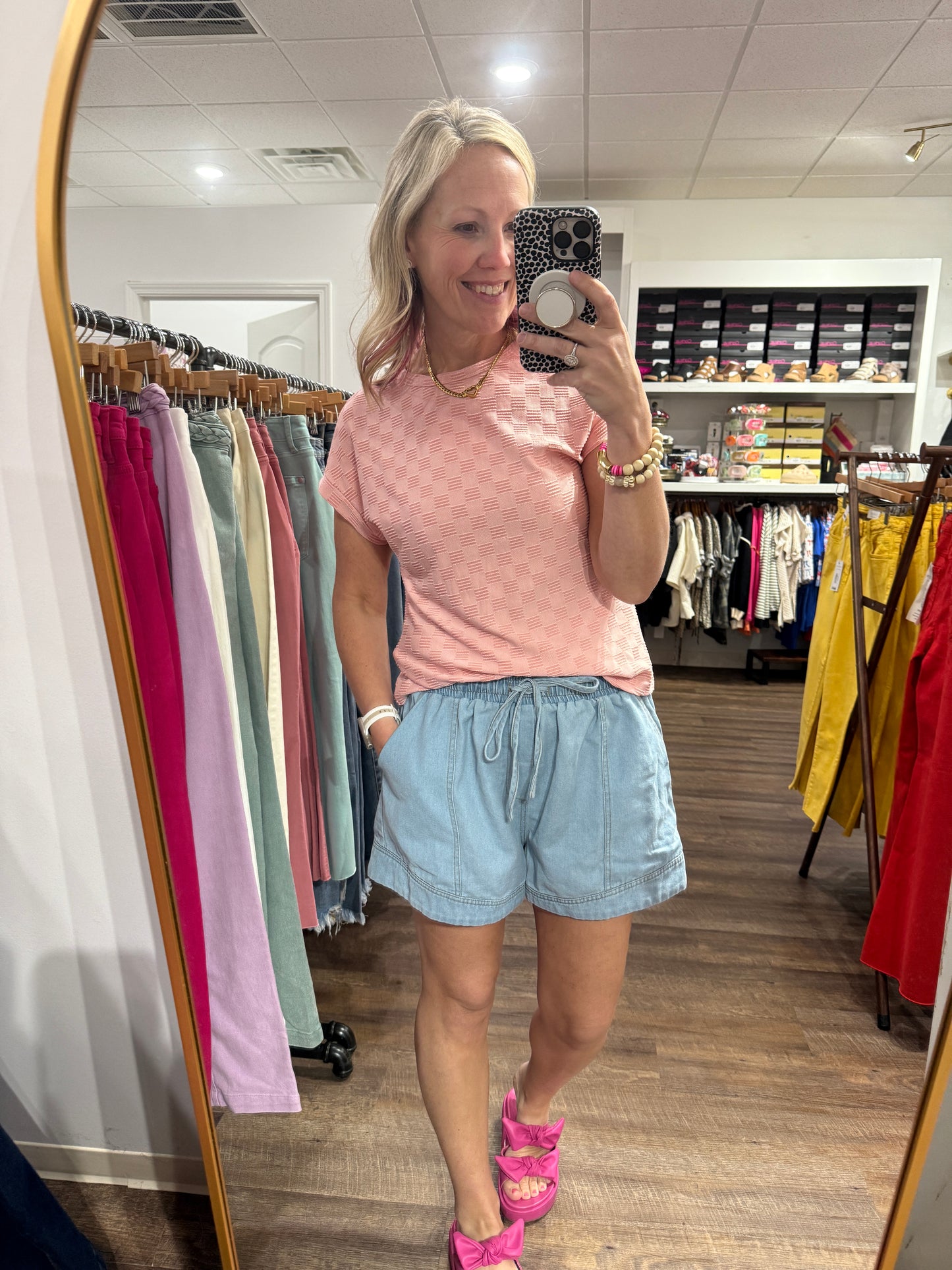 Pink Pop Textured Top
