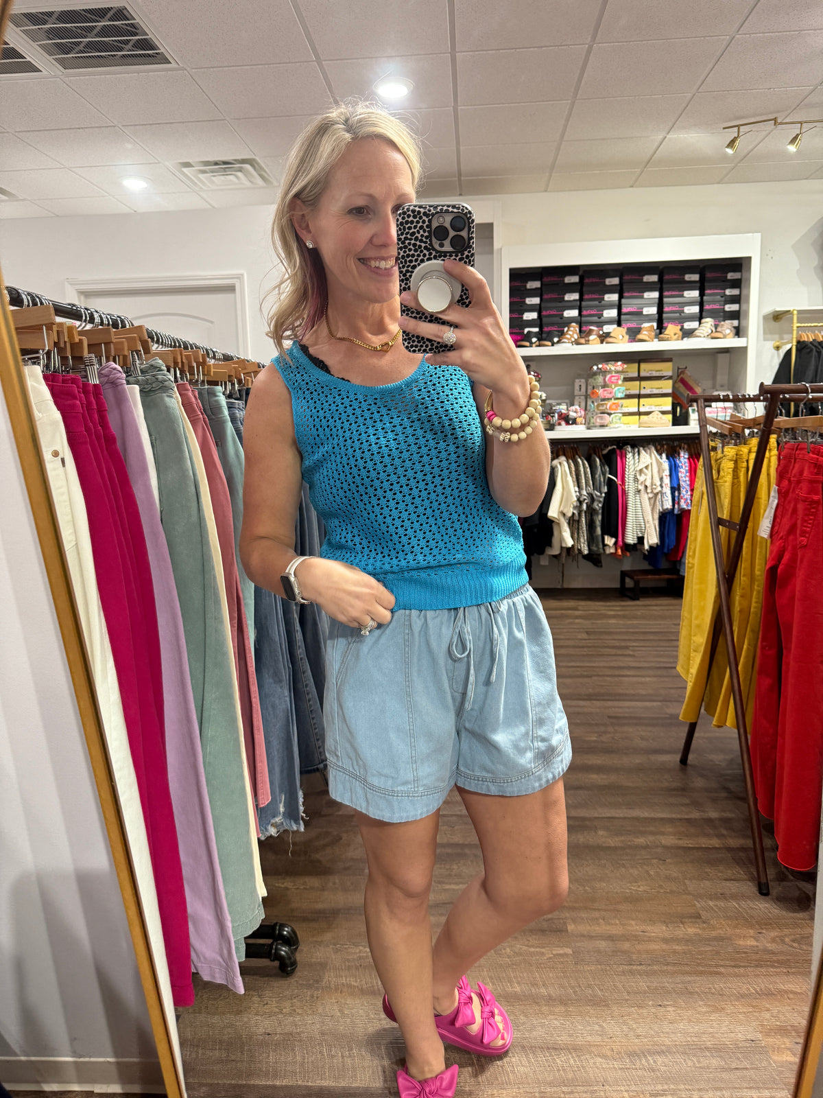 Tara Knit Tank- Blue