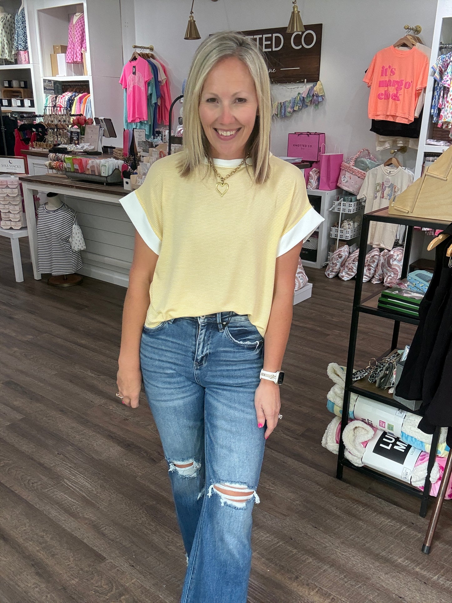 Open Air Stripe Top- Yellow