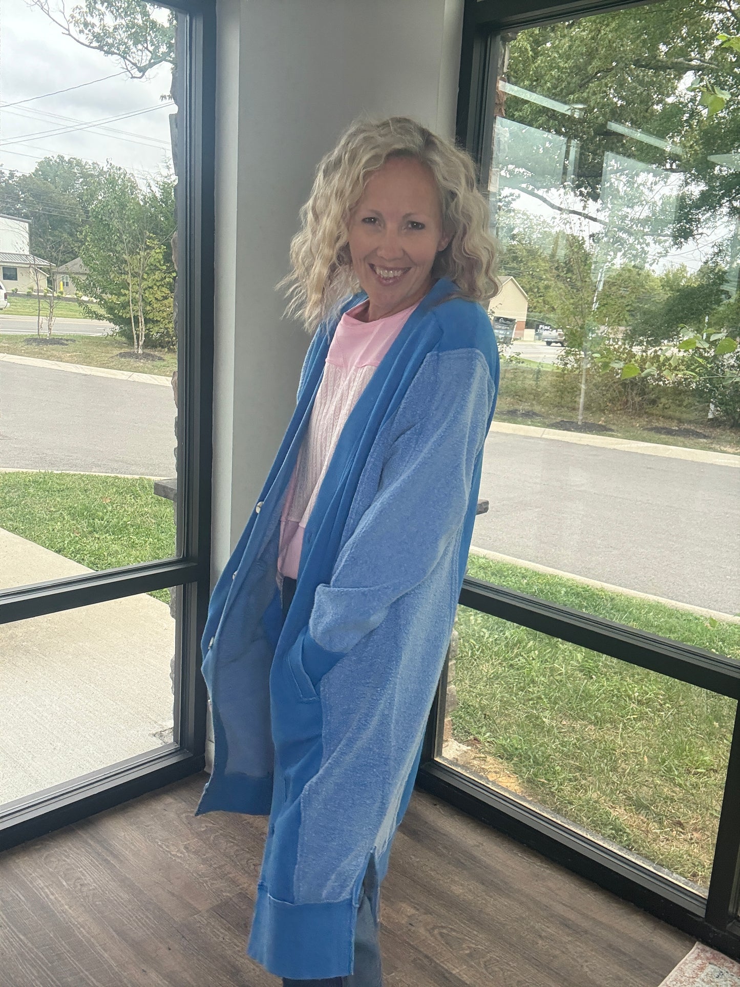 It's Friday Cardi- Blue