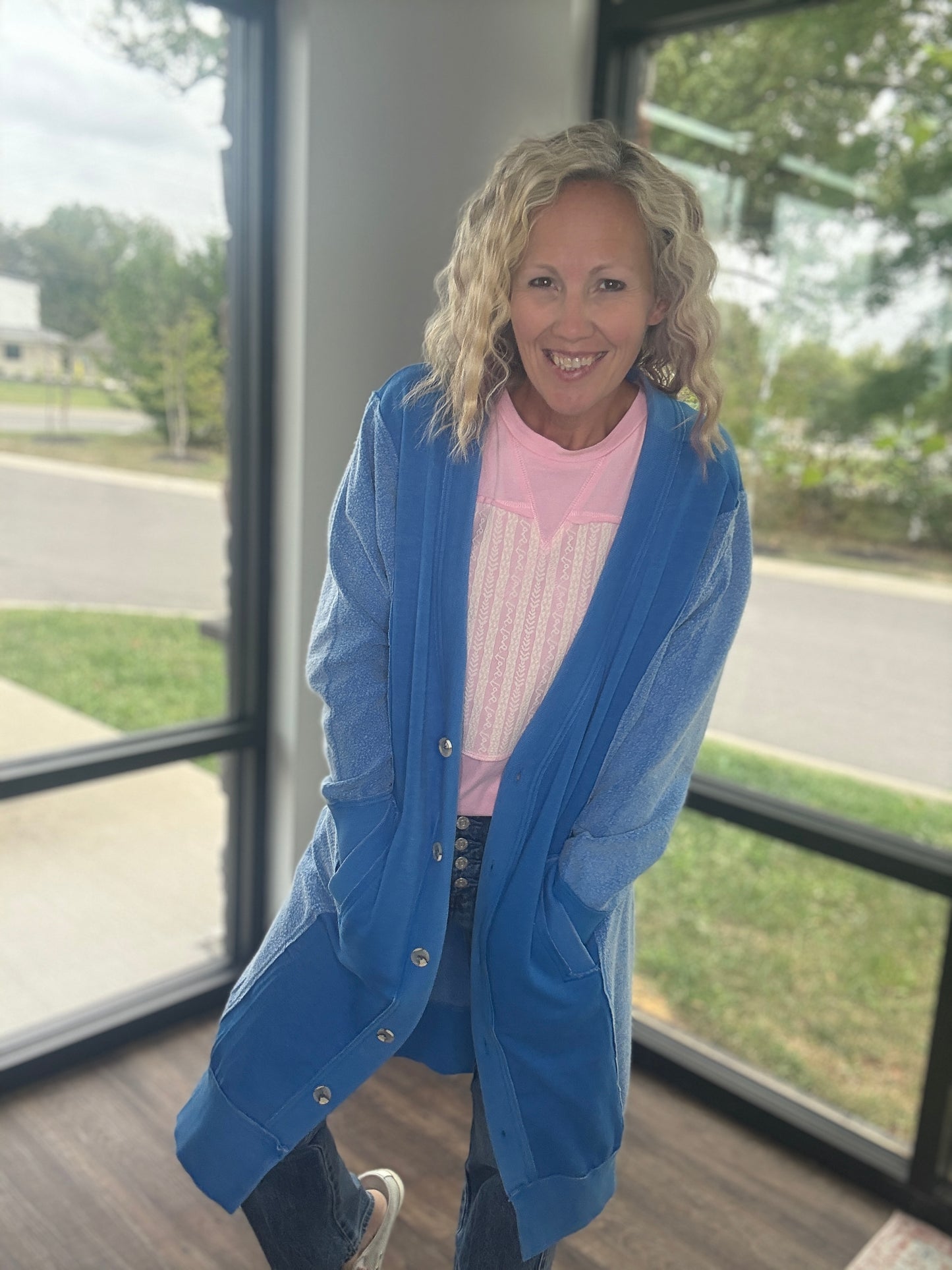 It's Friday Cardi- Blue