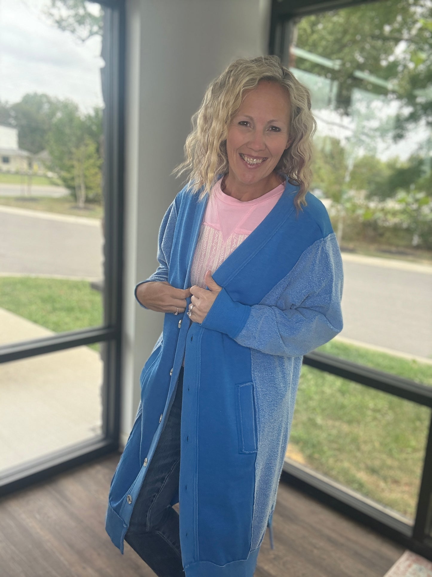 It's Friday Cardi- Blue