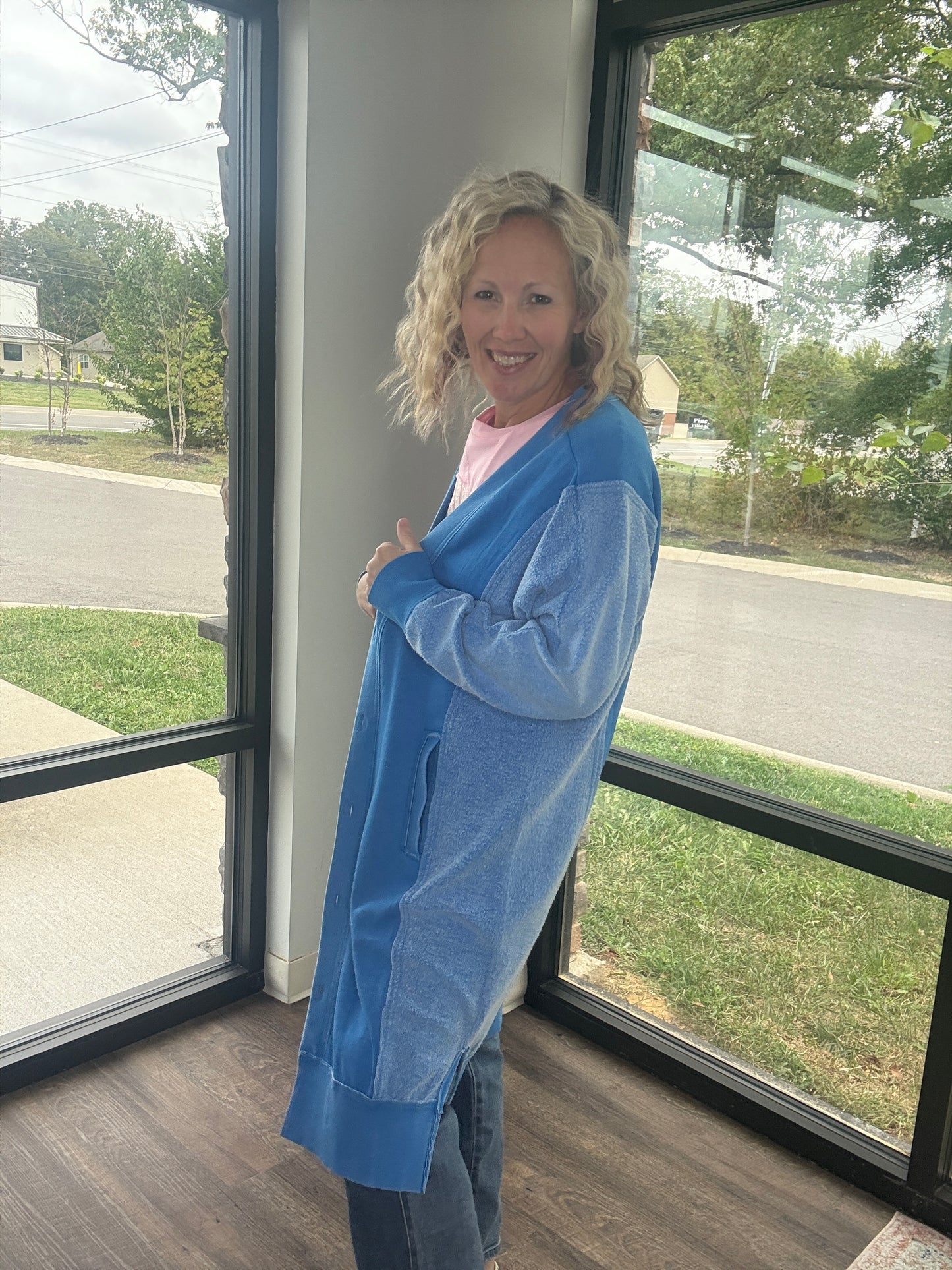 It's Friday Cardi- Blue