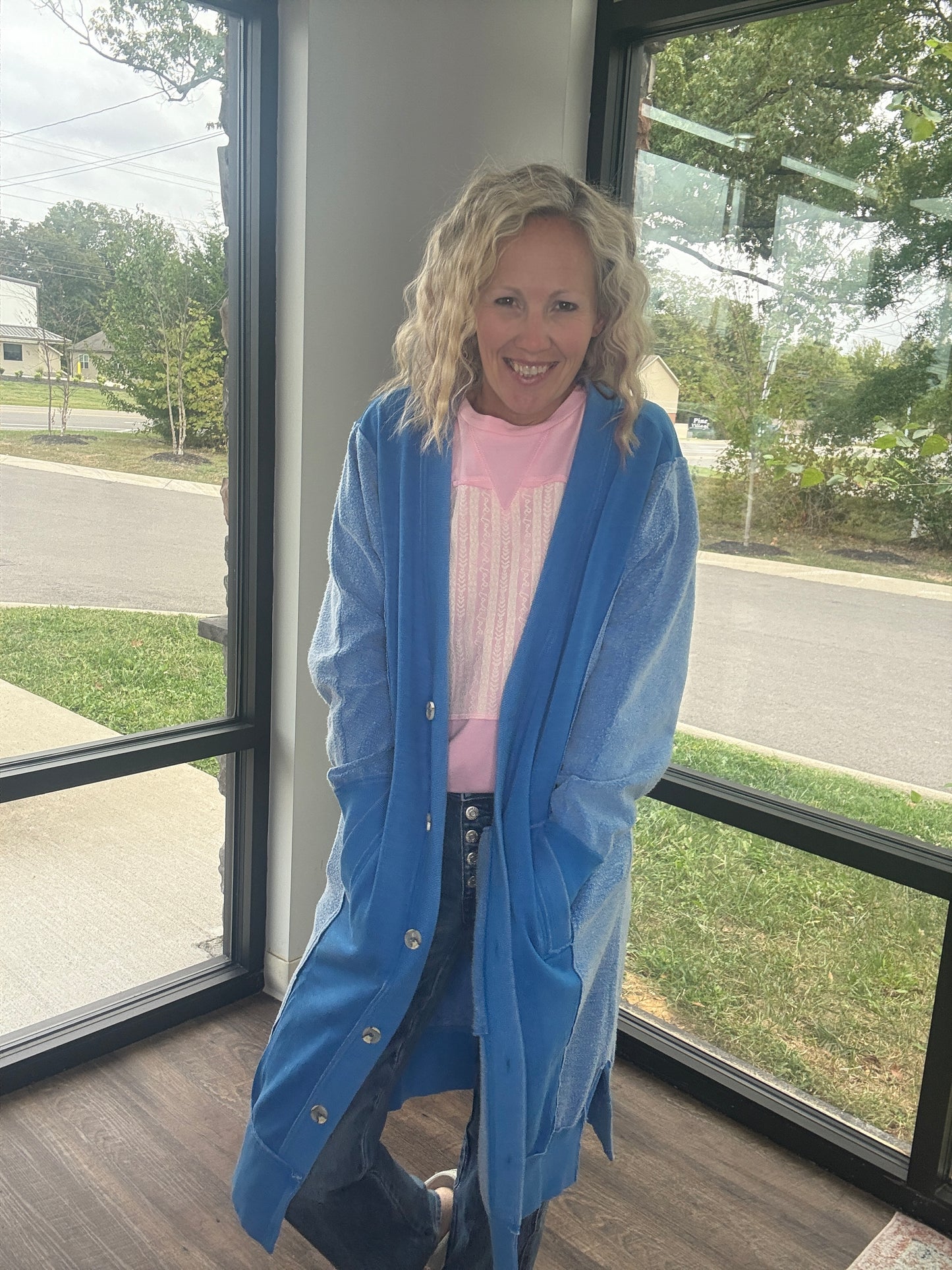 It's Friday Cardi- Blue