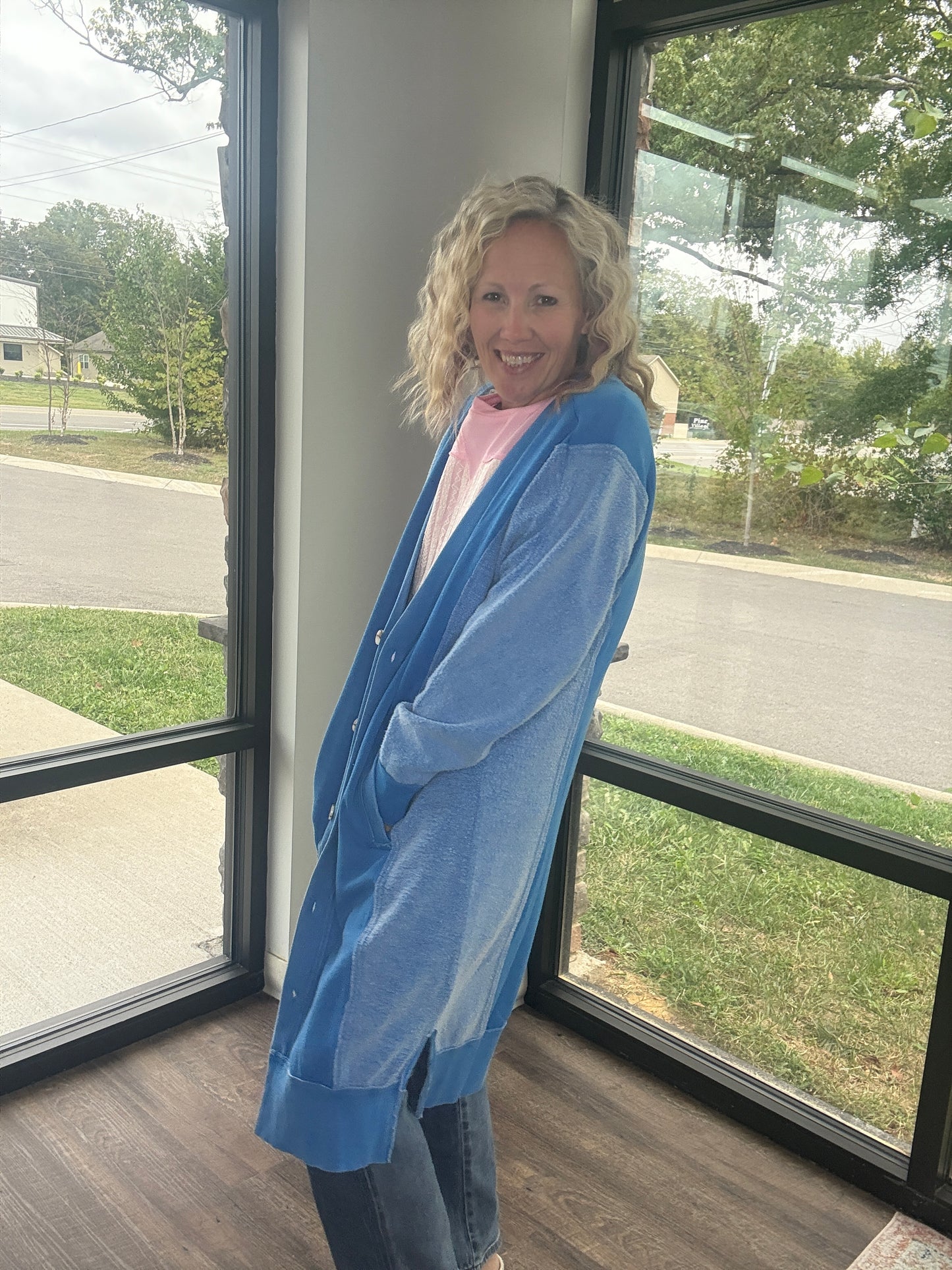 It's Friday Cardi- Blue