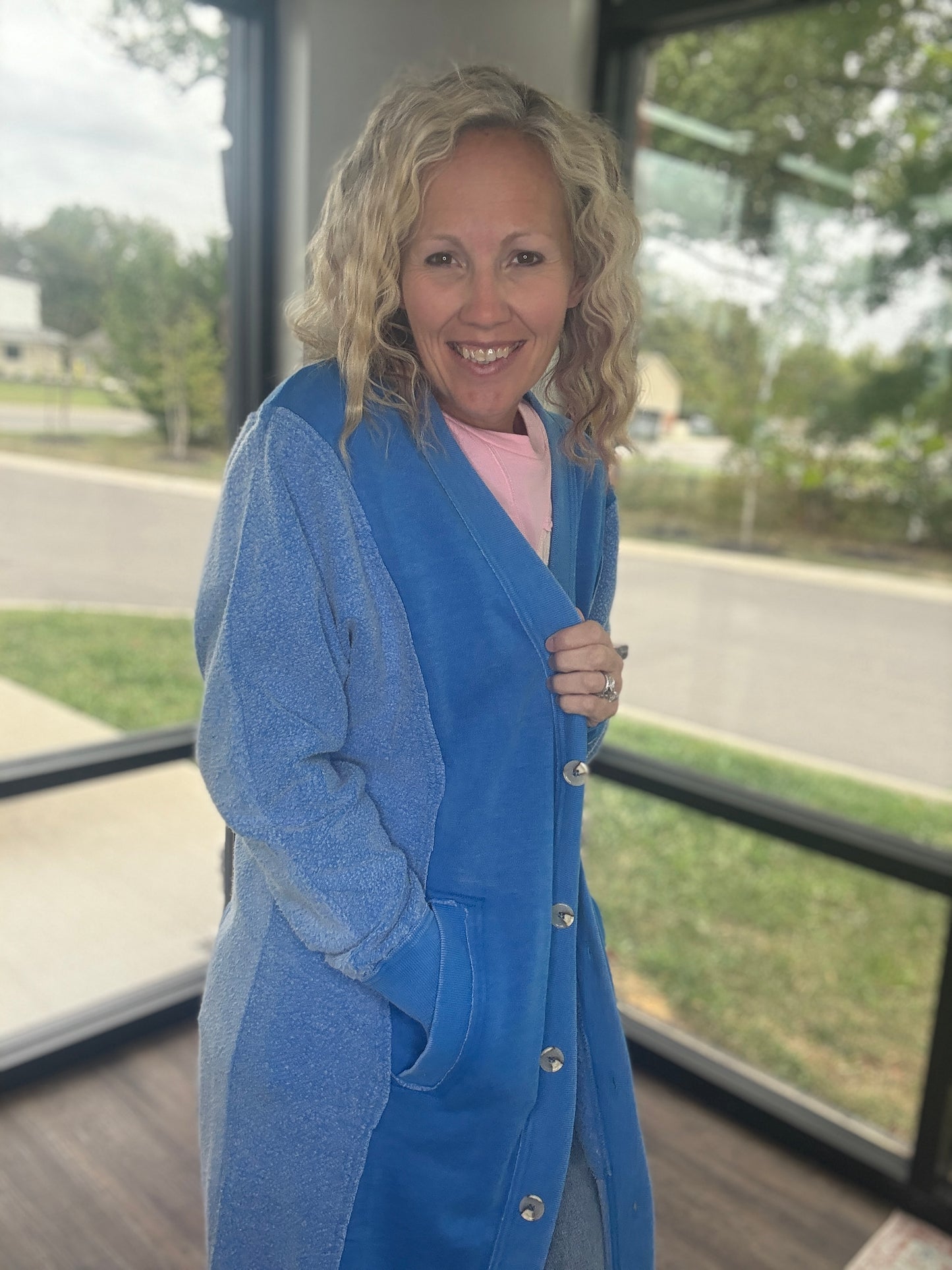 It's Friday Cardi- Blue