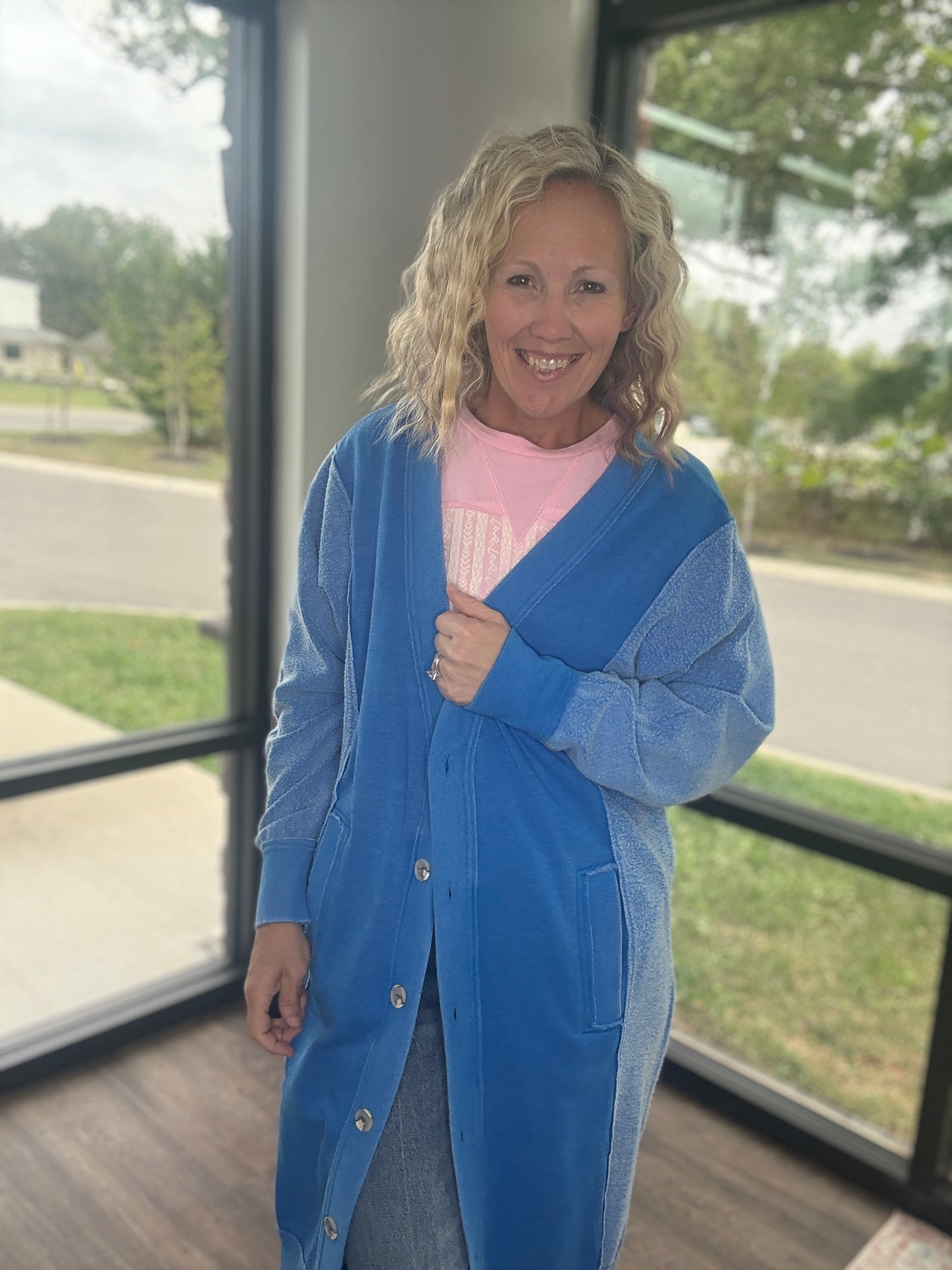It's Friday Cardi- Blue