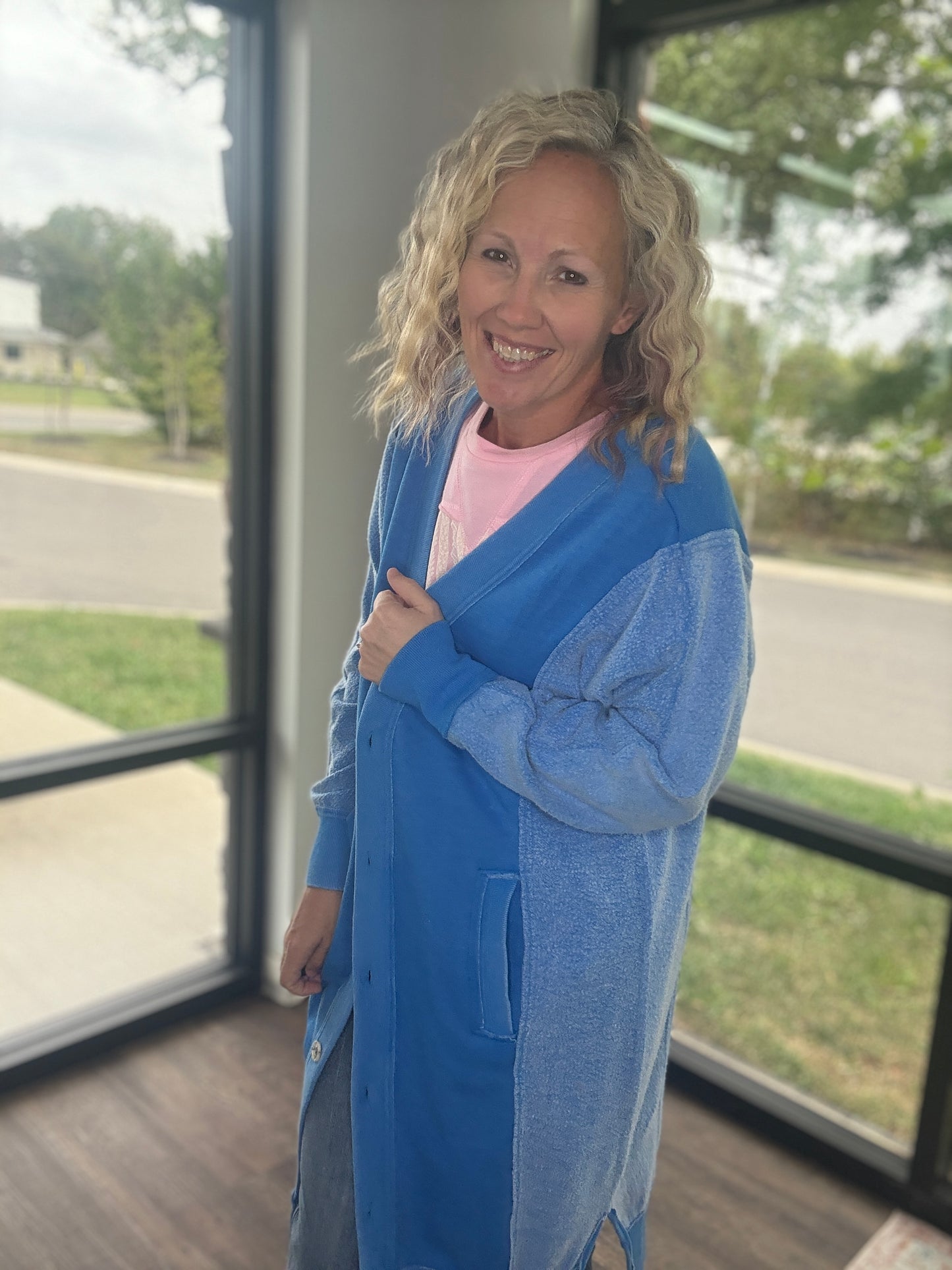 It's Friday Cardi- Blue