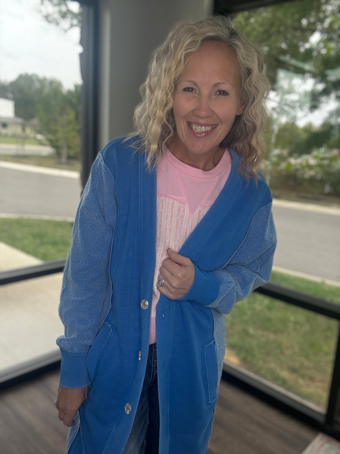 It's Friday Cardi- Blue