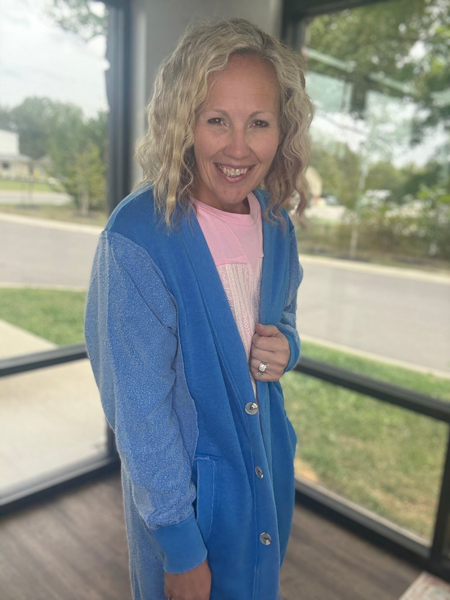 It's Friday Cardi- Blue